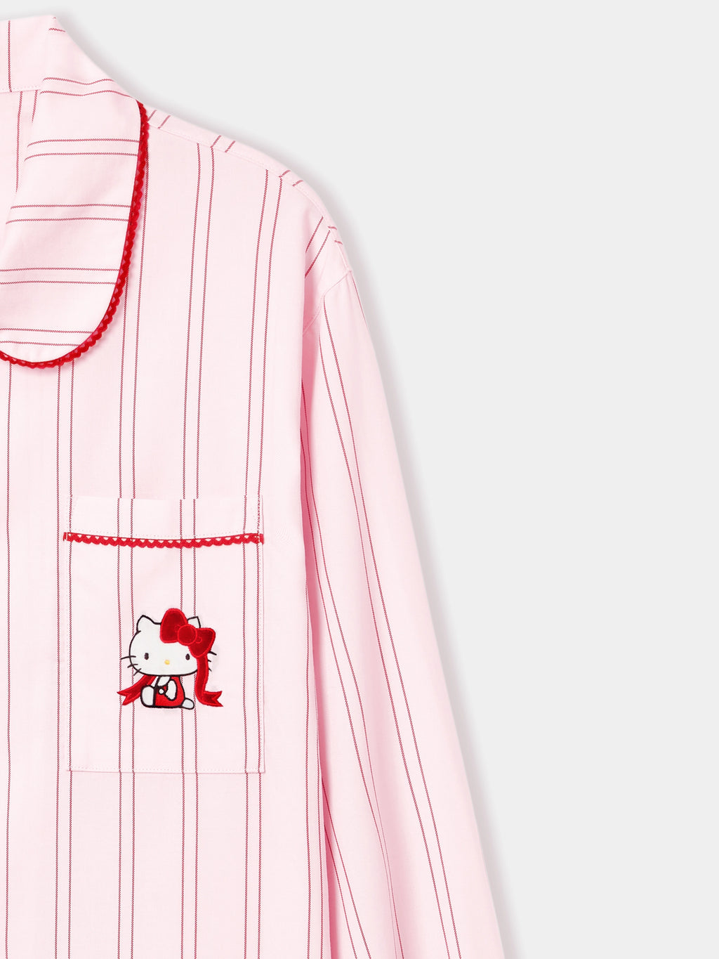 "Hello Kitty" Tencel Cotton Blend Loungewear Set – Pink Stripes