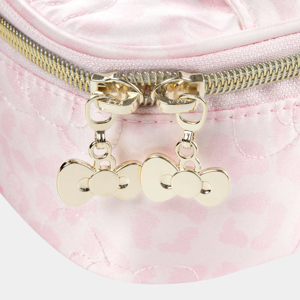 "Hello Kitty" Small Hello Kitty Quilted Travel Cosmetic Bag – Pink Leopard