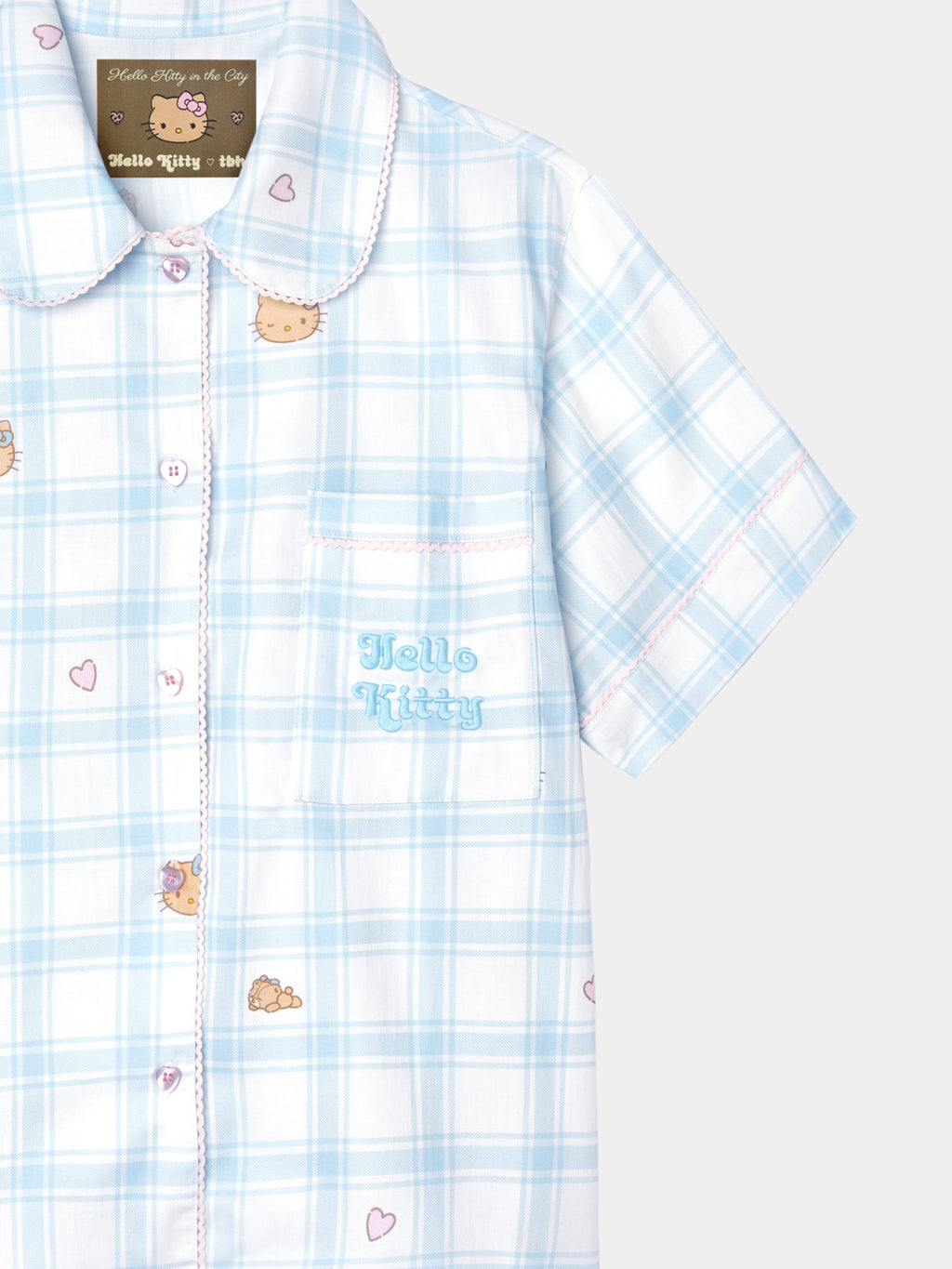 "Hello Kitty" Tencel Cotton Blend Short Sleeve Loungewear Set – Hello Kitty Check