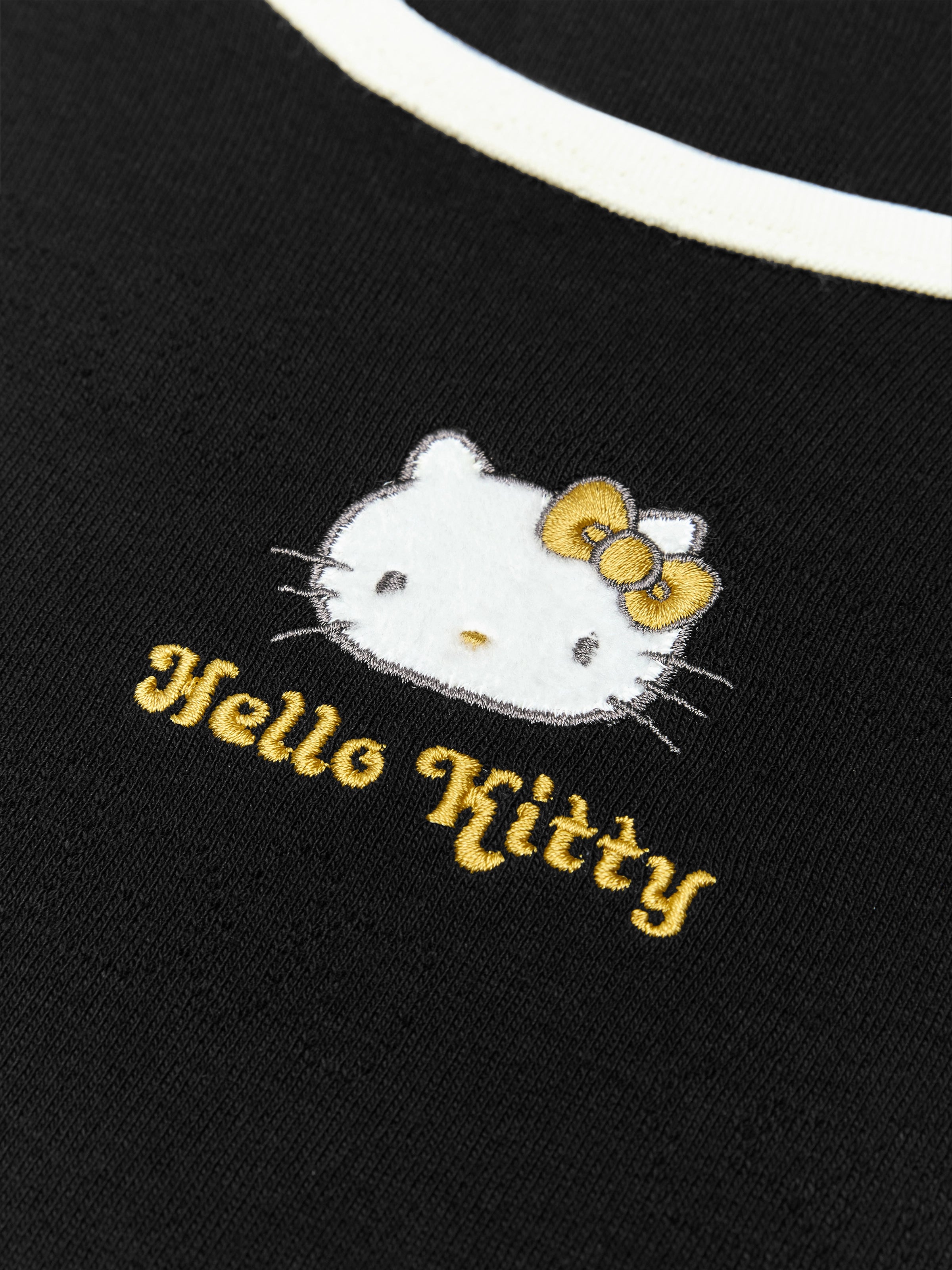 "Hello Kitty" Stretch Cotton Jersey Short Sleeve Loungewear Set – Classic Black