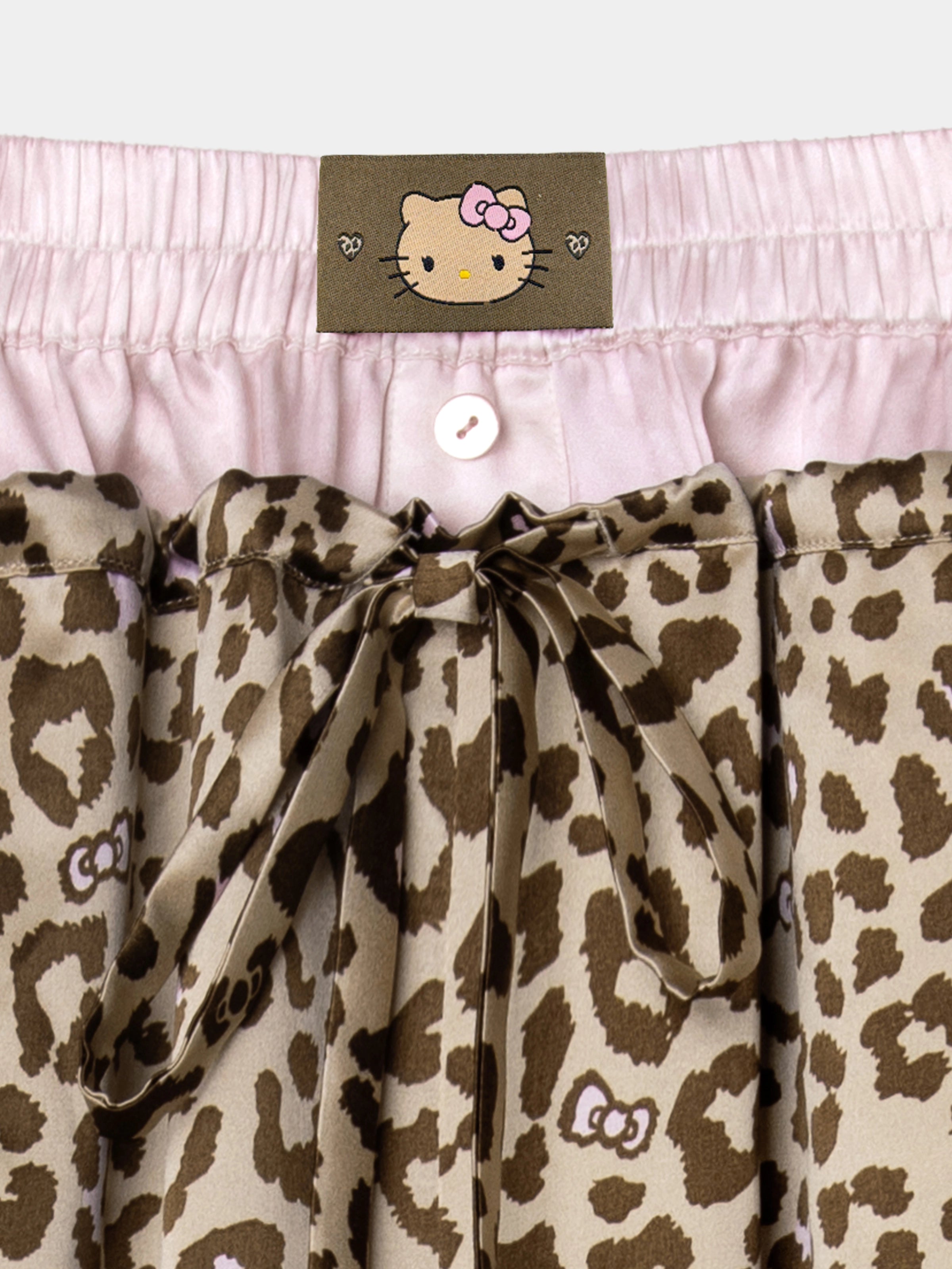"Hello Kitty" Premium Heavy Mulberry Silk  Pants – Leopard