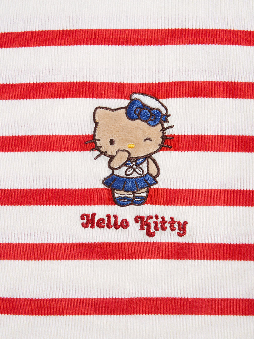 "Hello Kitty" Jersey Breton Stripe Loungewear Set Long Sleeve – Red & White