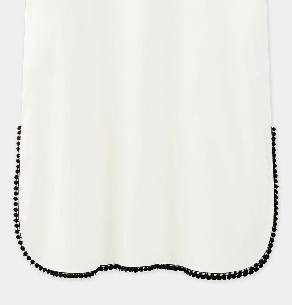 "Panda PomPom" Tencel Cotton Blend Crew Neck Short Sleeve Nightgown – Cream White