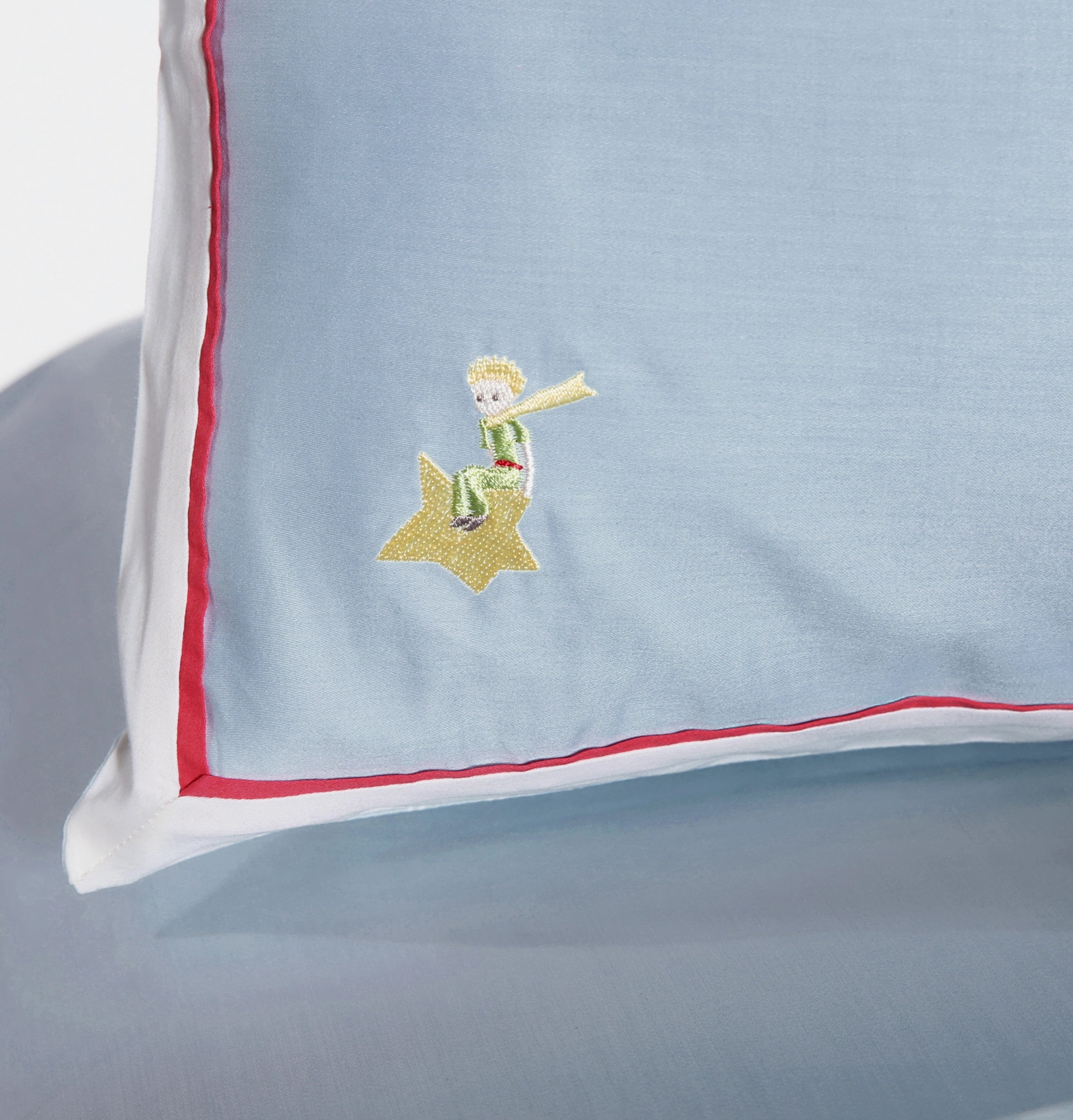 “Le Petit Prince” cotton embroidered bedding set Planet Blue