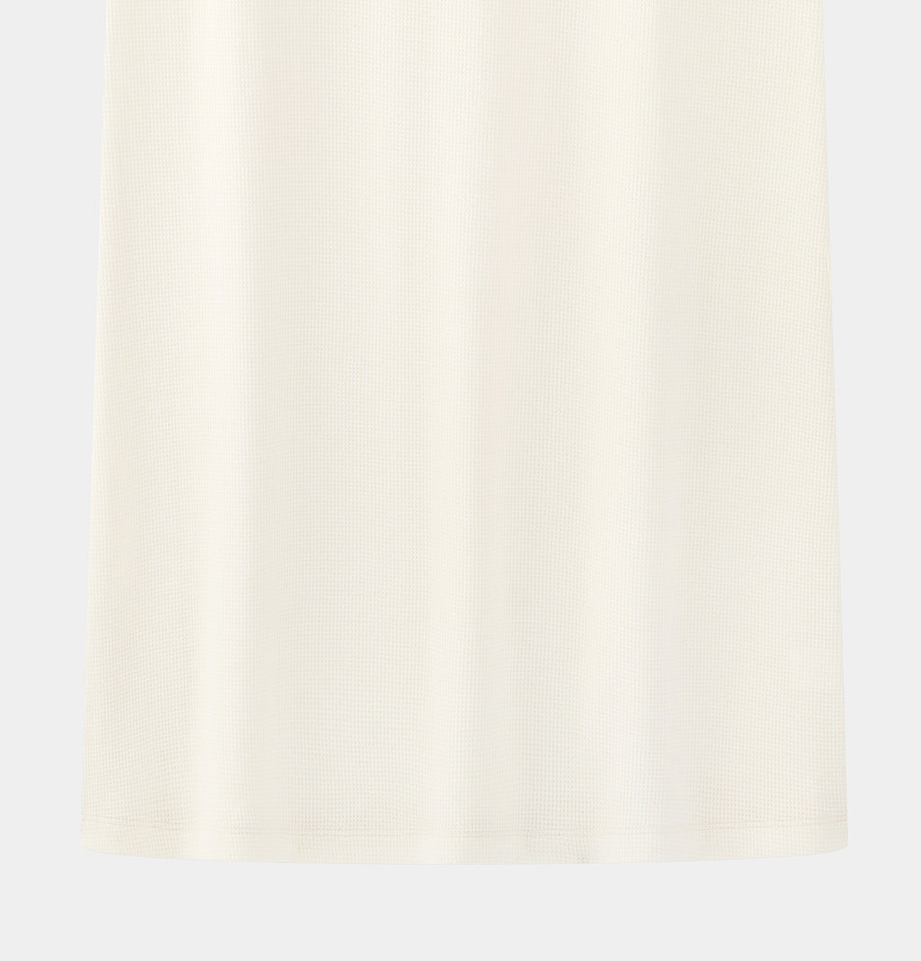 "Panda PomPom" Waffle Checks Nightgown – Cream White