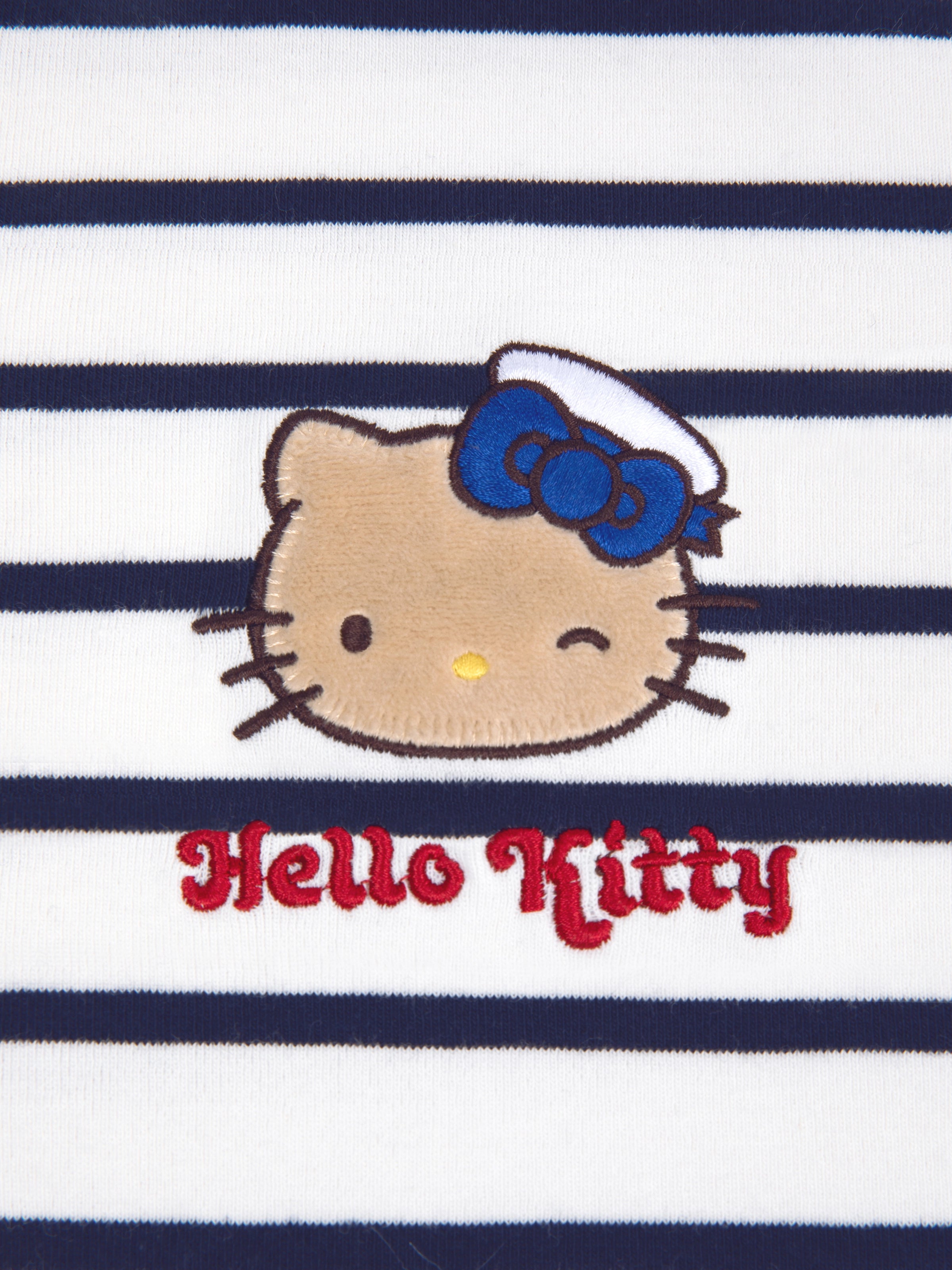"Hello Kitty" Stretch Cotton Jersey Breton Stripe Loungewear Set Short Sleeve