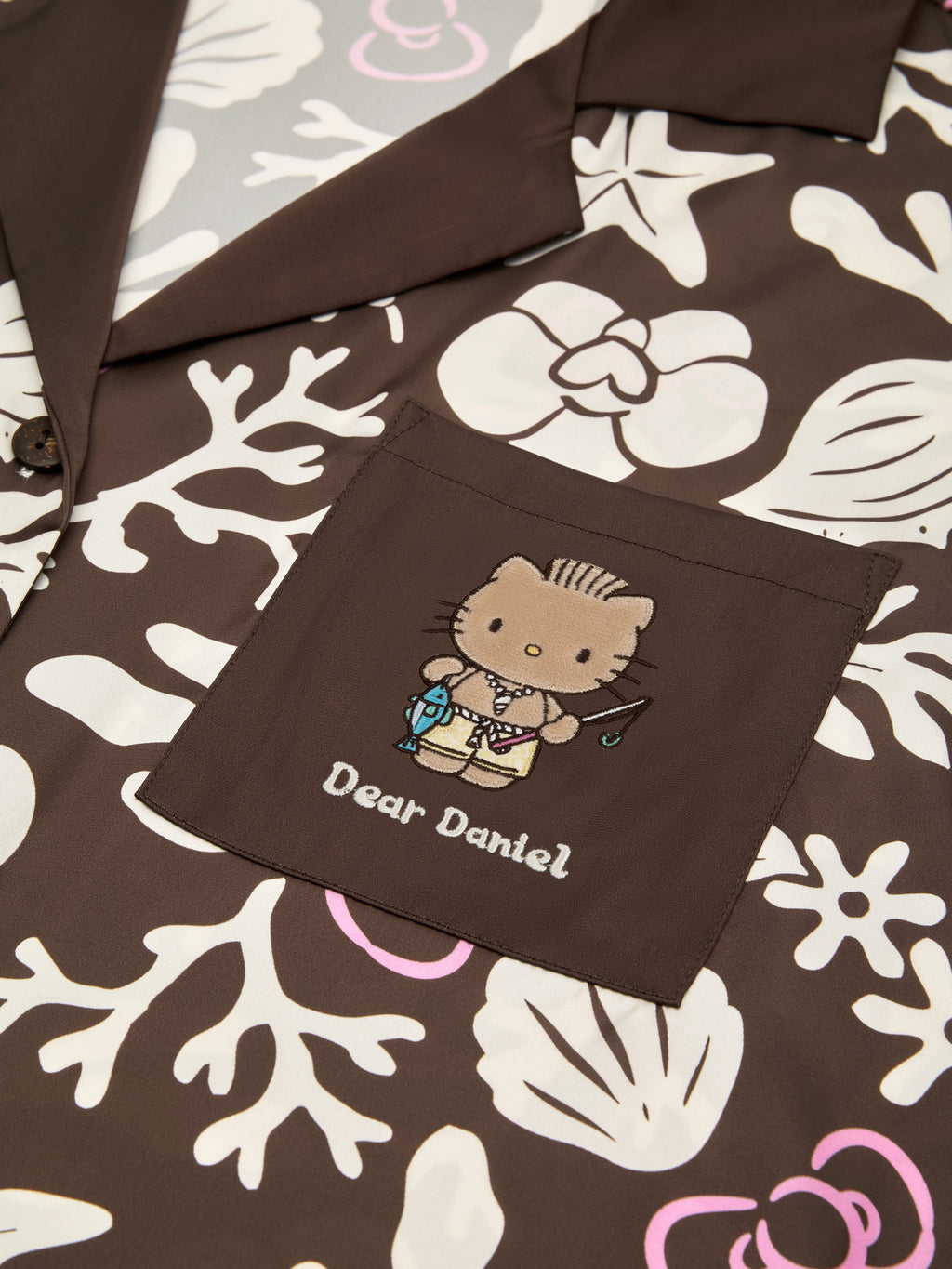 "Dear Daniel" Satin Loungewear Set Short Sleeve – Coconut Brown