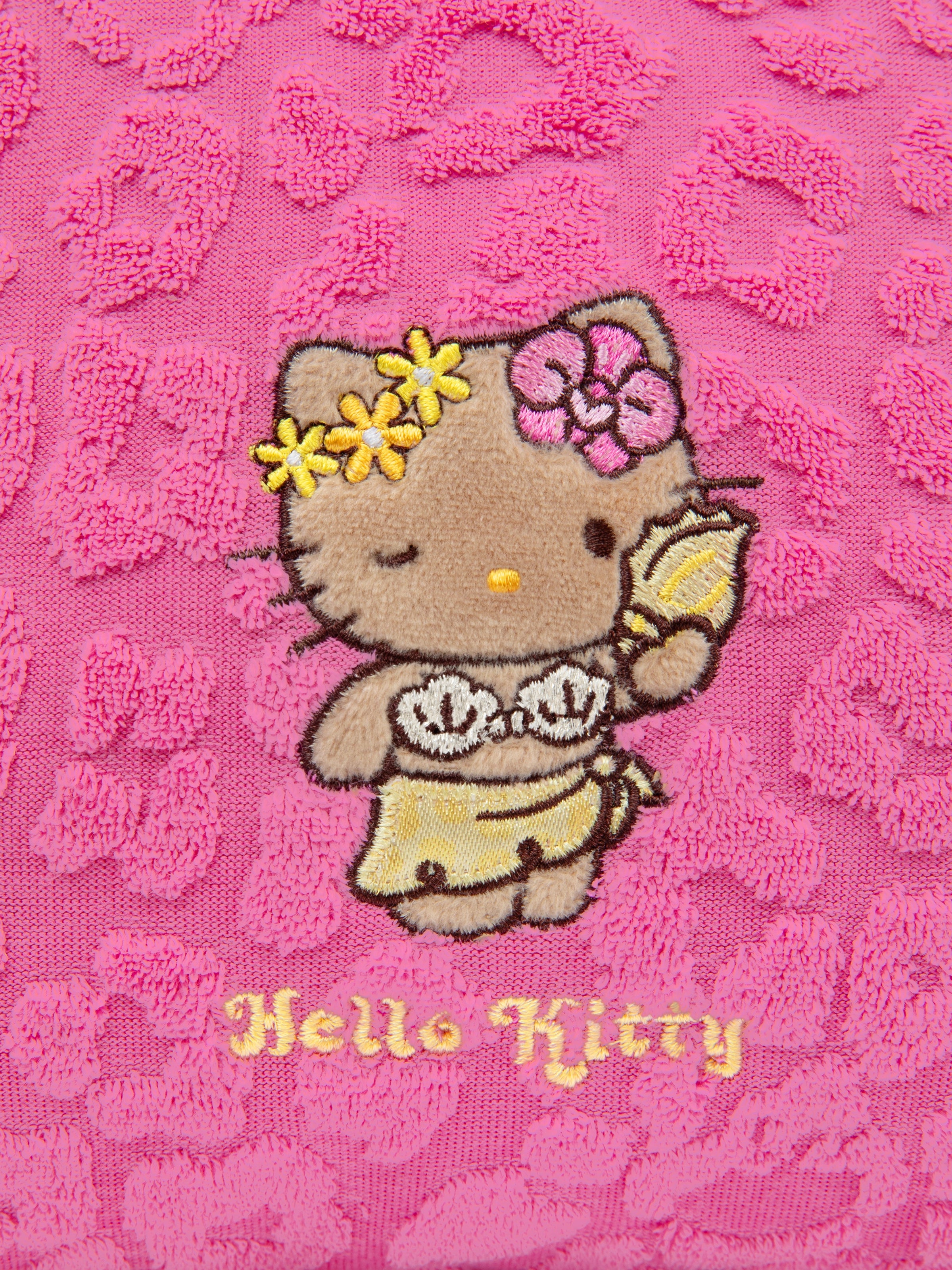 "Hello Kitty" Terry Shell-Shaped Cosmetic Bag – Hot Pink Leopard – Medium
