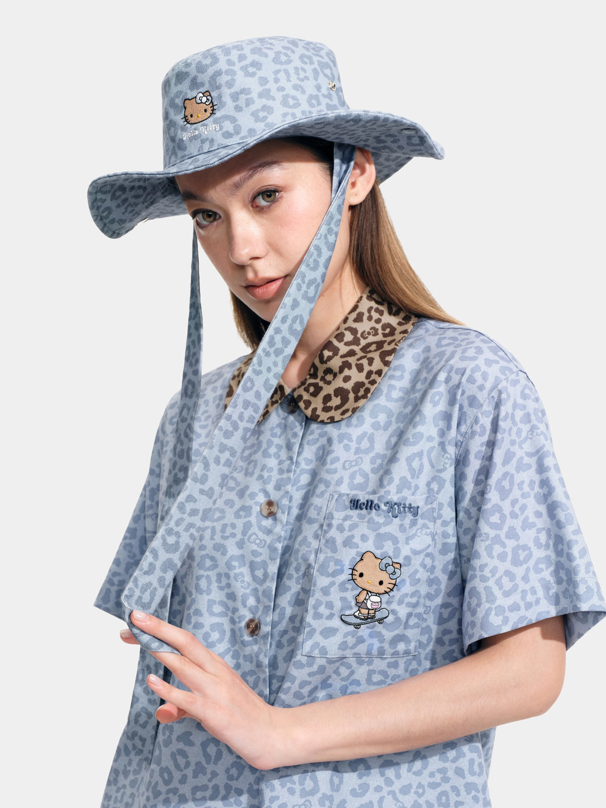 "Hello Kitty" Cowboy Cap – Denim Leopard