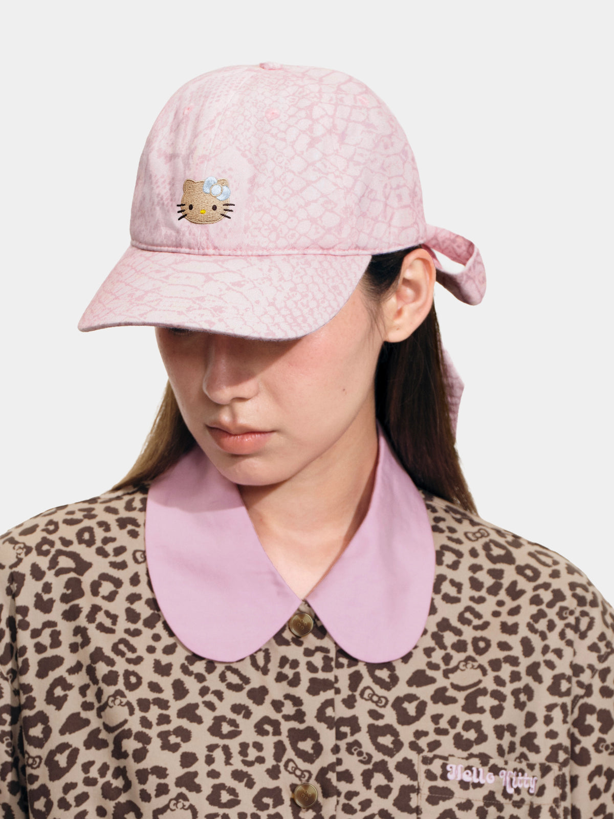 "Hello Kitty" Baseball Cap – Pink Snake Print