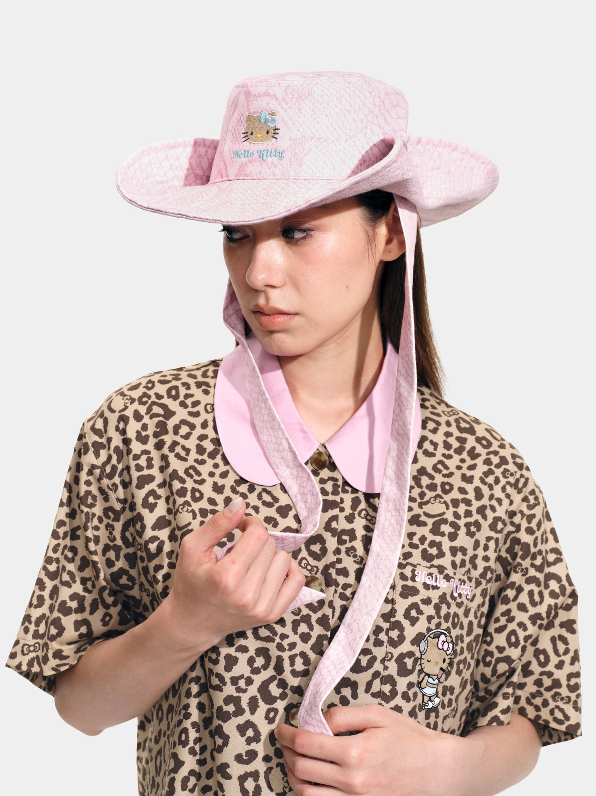 "Hello Kitty" Cowboy Cap – Pink Snake Print