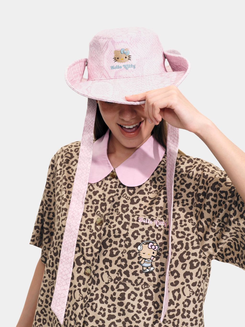 "Hello Kitty" Cowboy Cap – Pink Snake Print