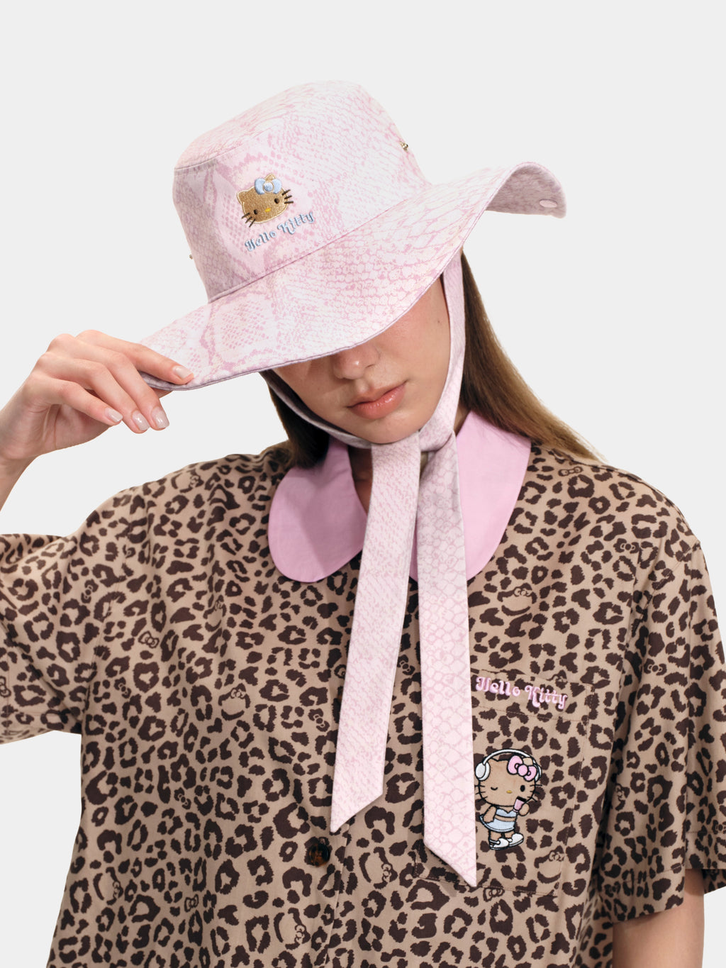 "Hello Kitty" Cowboy Cap – Pink Snake Print
