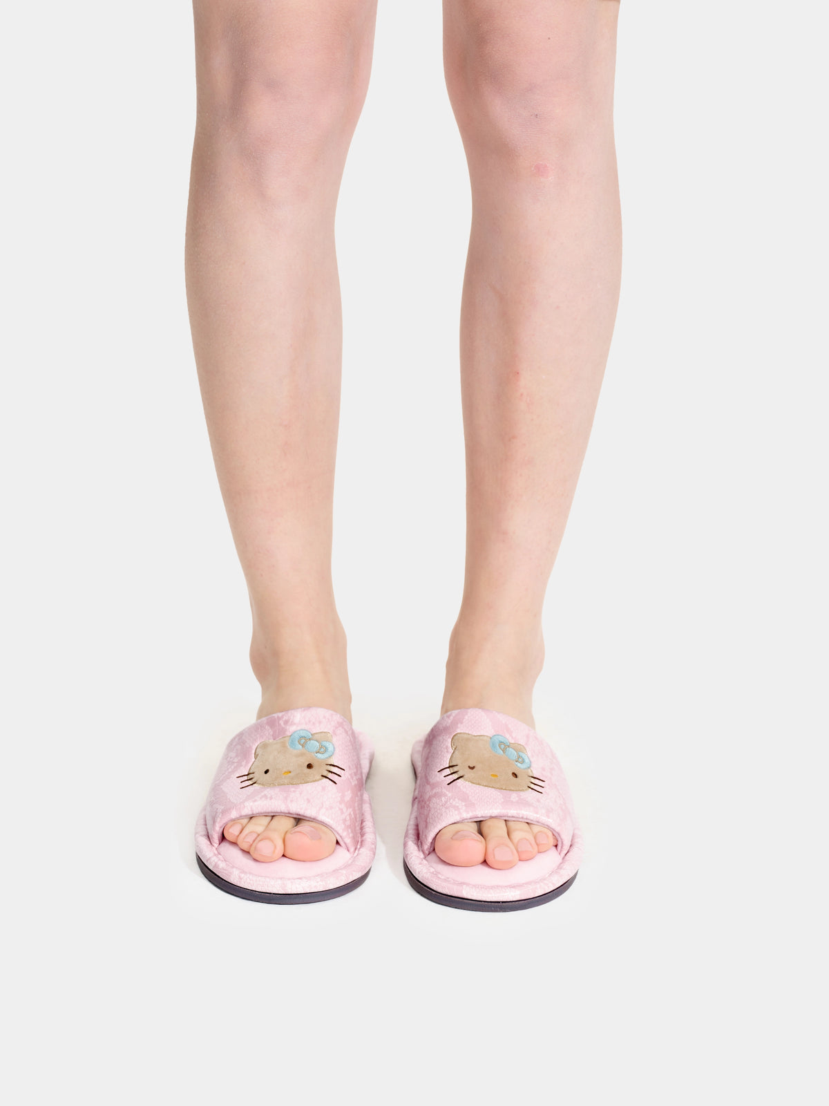 "Hello Kitty" PU Slippers – Pink Snake Print