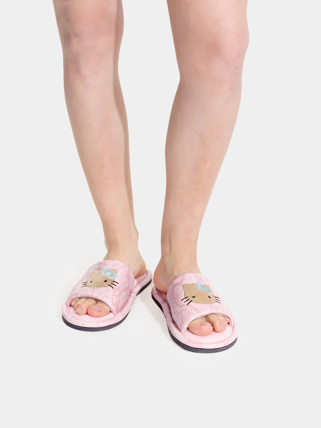 "Hello Kitty" PU 拖鞋－粉紅蛇紋