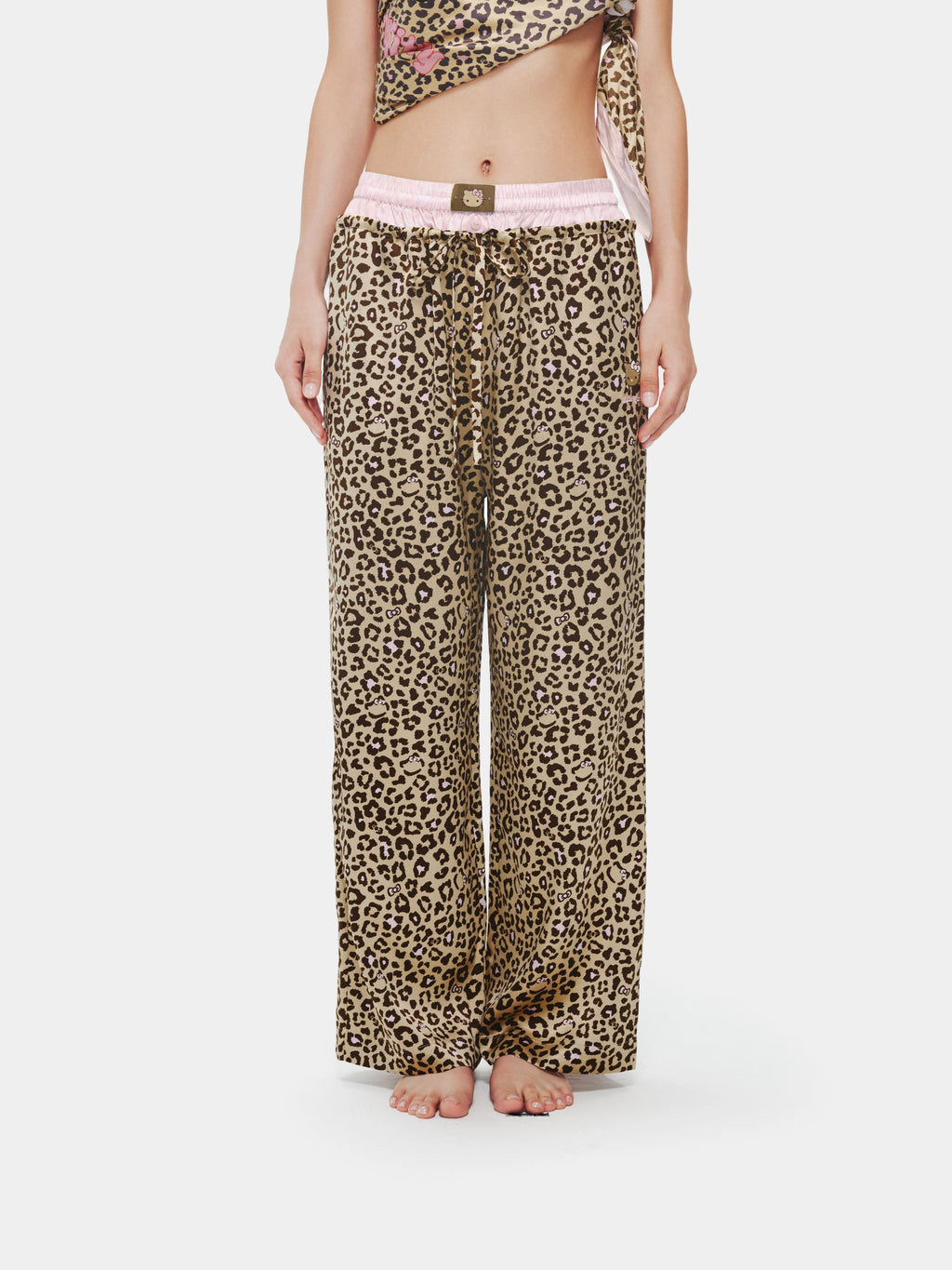 "Hello Kitty" Premium Heavy Mulberry Silk  Pants – Leopard