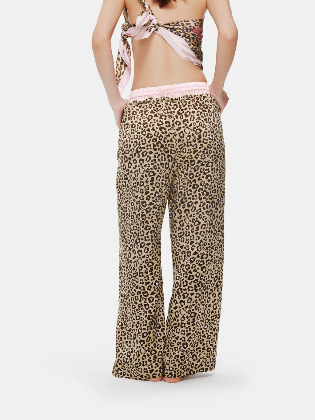 "Hello Kitty" Premium Heavy Mulberry Silk  Pants – Leopard