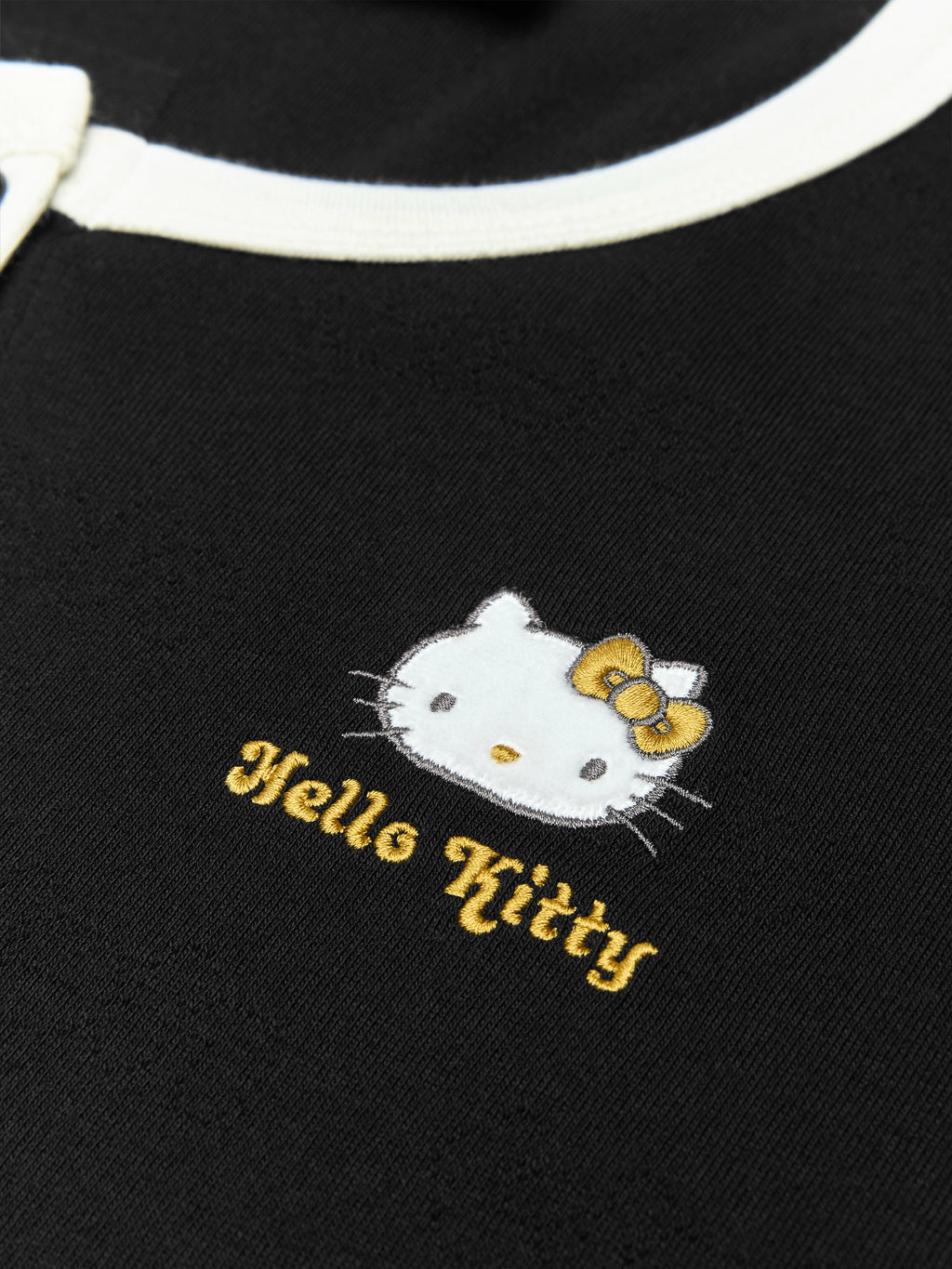 "Hello Kitty" Stretch Cotton Jersey Cardigan Loungewear Set – Classic Black