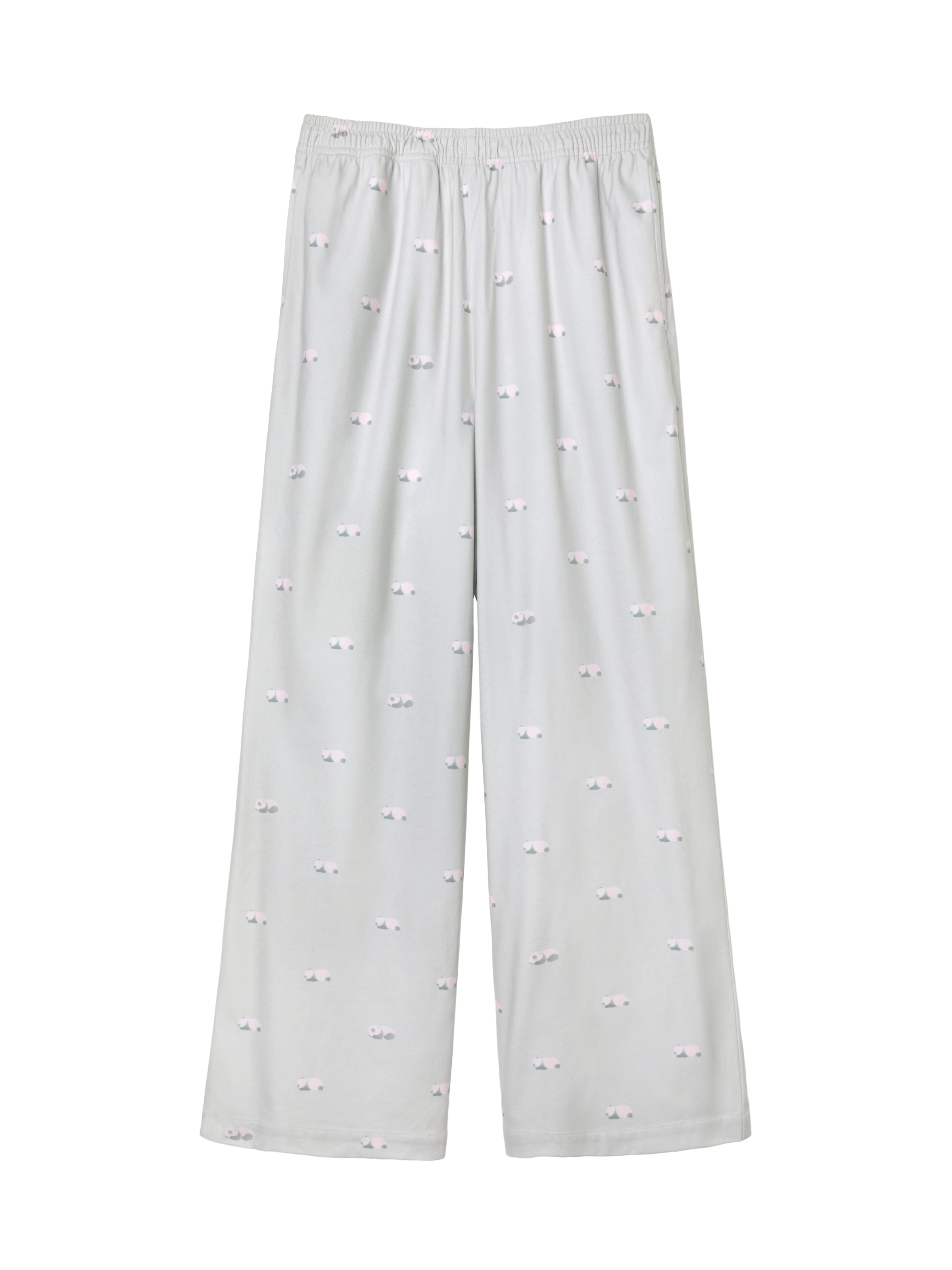 "Panda PomPom" Polar Fleece Neckerchief Loungewear Set – Gray