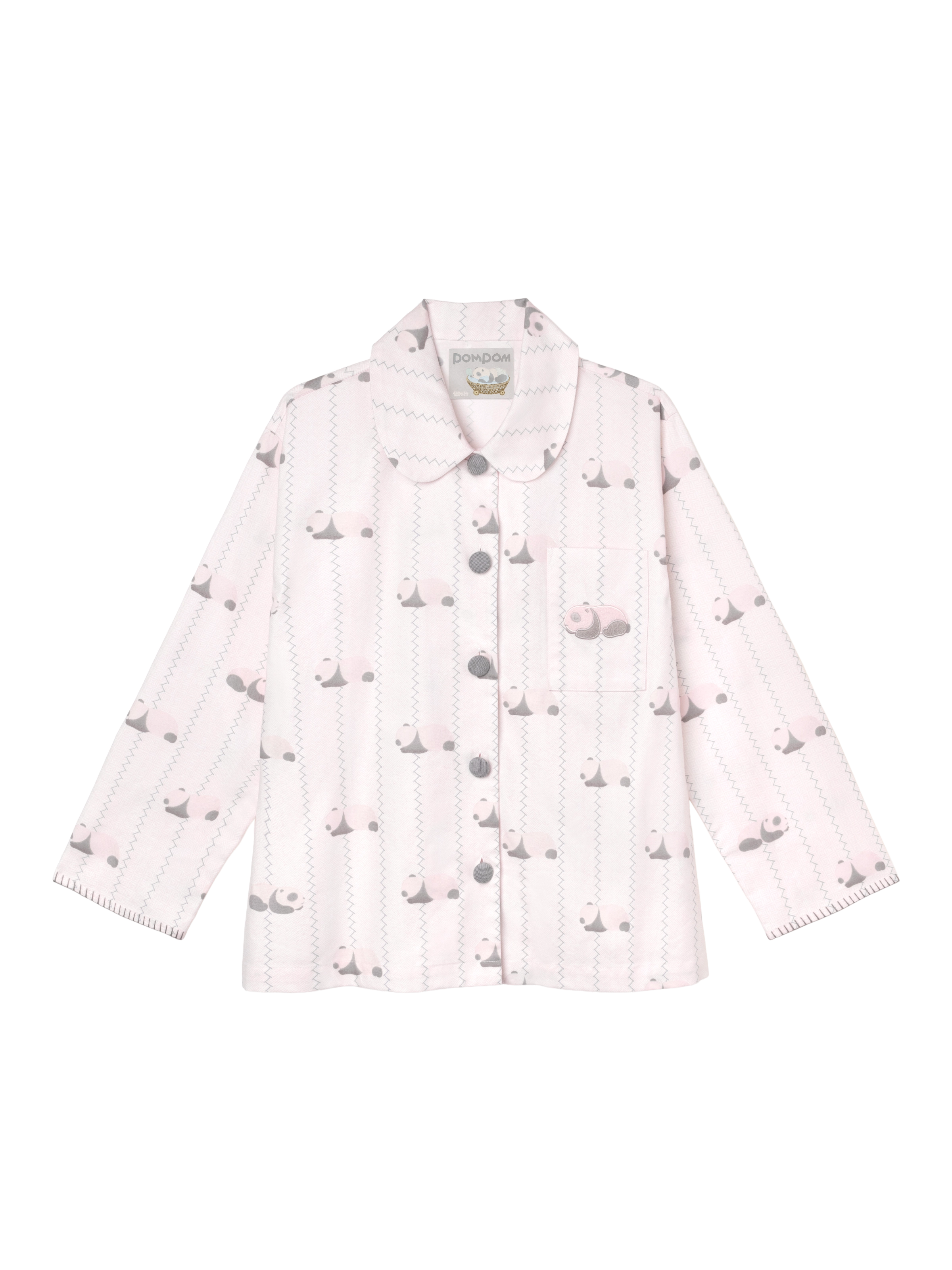 "Panda PomPom" Thickened Cotton Flannel Loungewear Set Pink