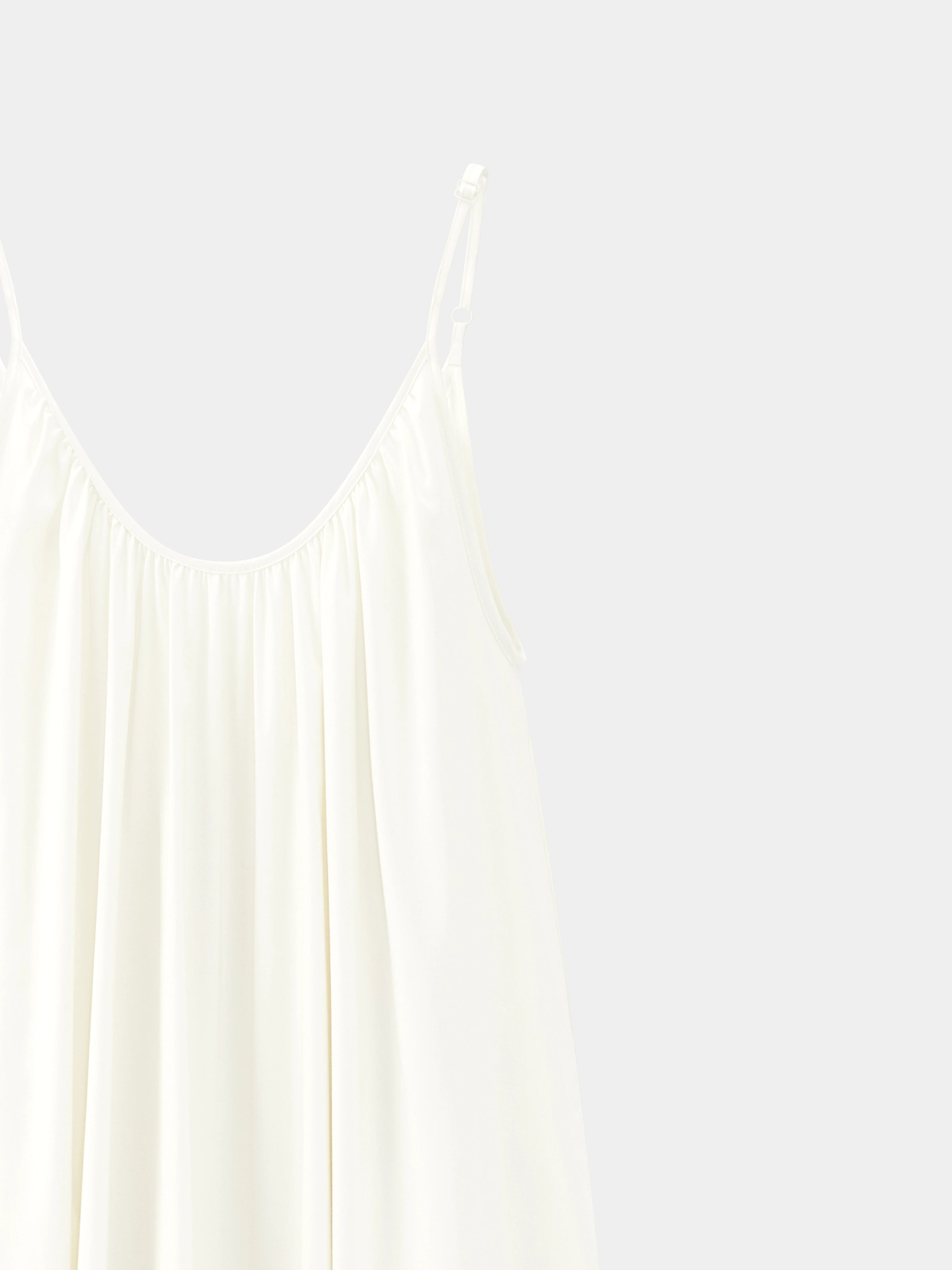 "Panda PomPom" Tencel Cotton Blend Slip Nightgown – Cream White