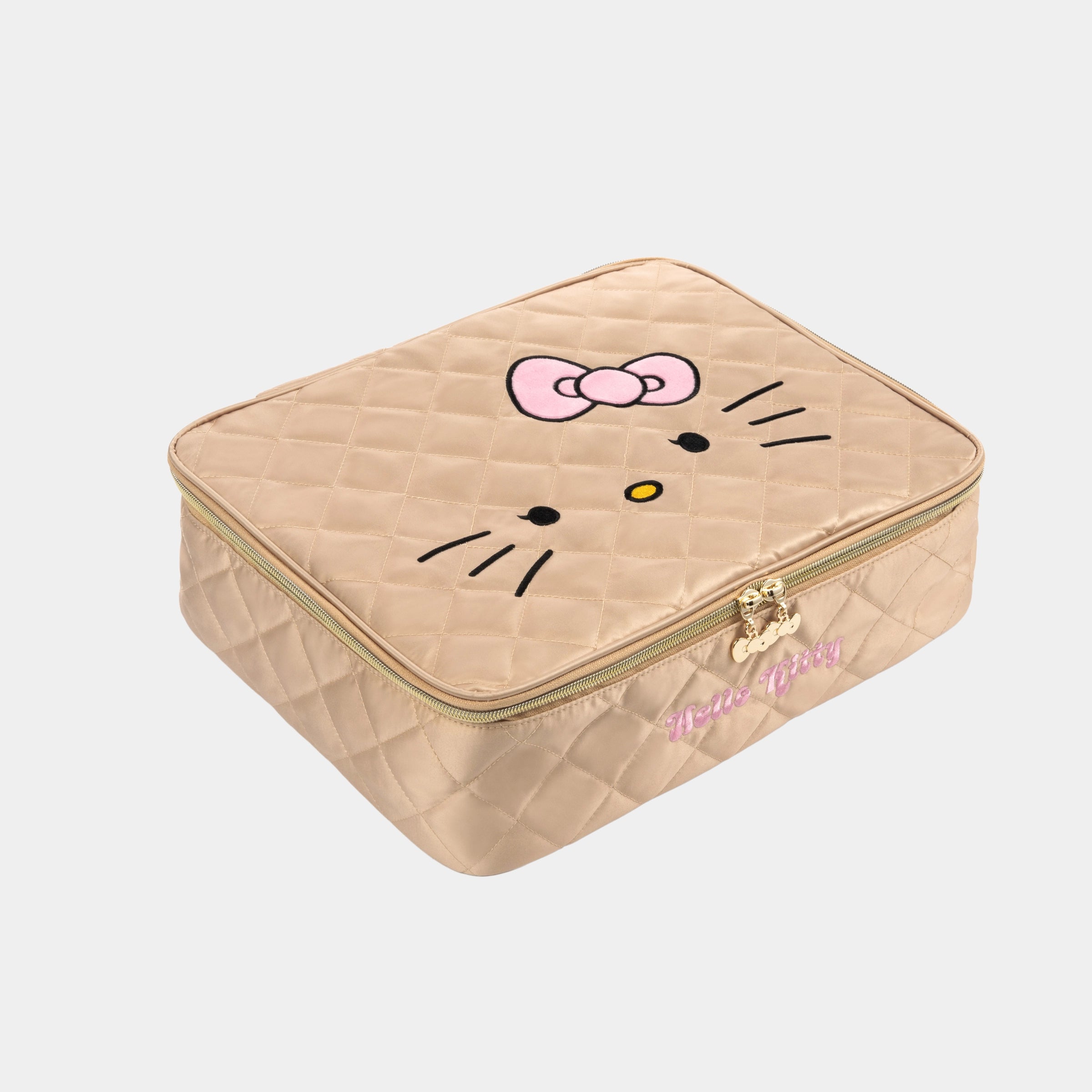 "Hello Kitty" Large Quilted Travel Storage Bag Tanned Hello Kitty