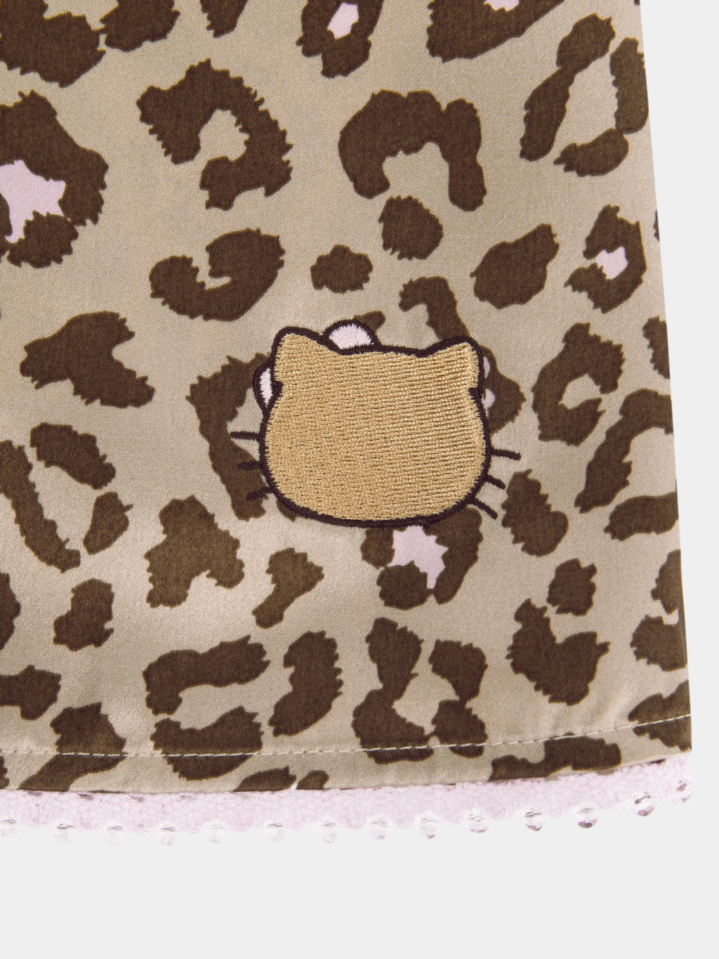 "Hello Kitty" Premium Heavy Mulberry Silk Strap Top & Shorts Pajama Set – Leopard