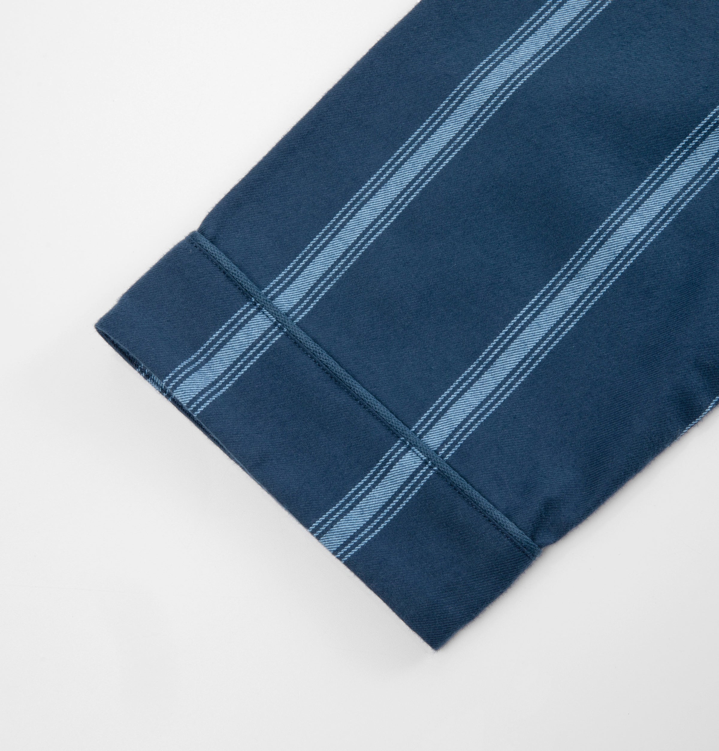 “Urban Jungle” Thickened Cotton Flannel Loungewear Set Dark Blue Stripes