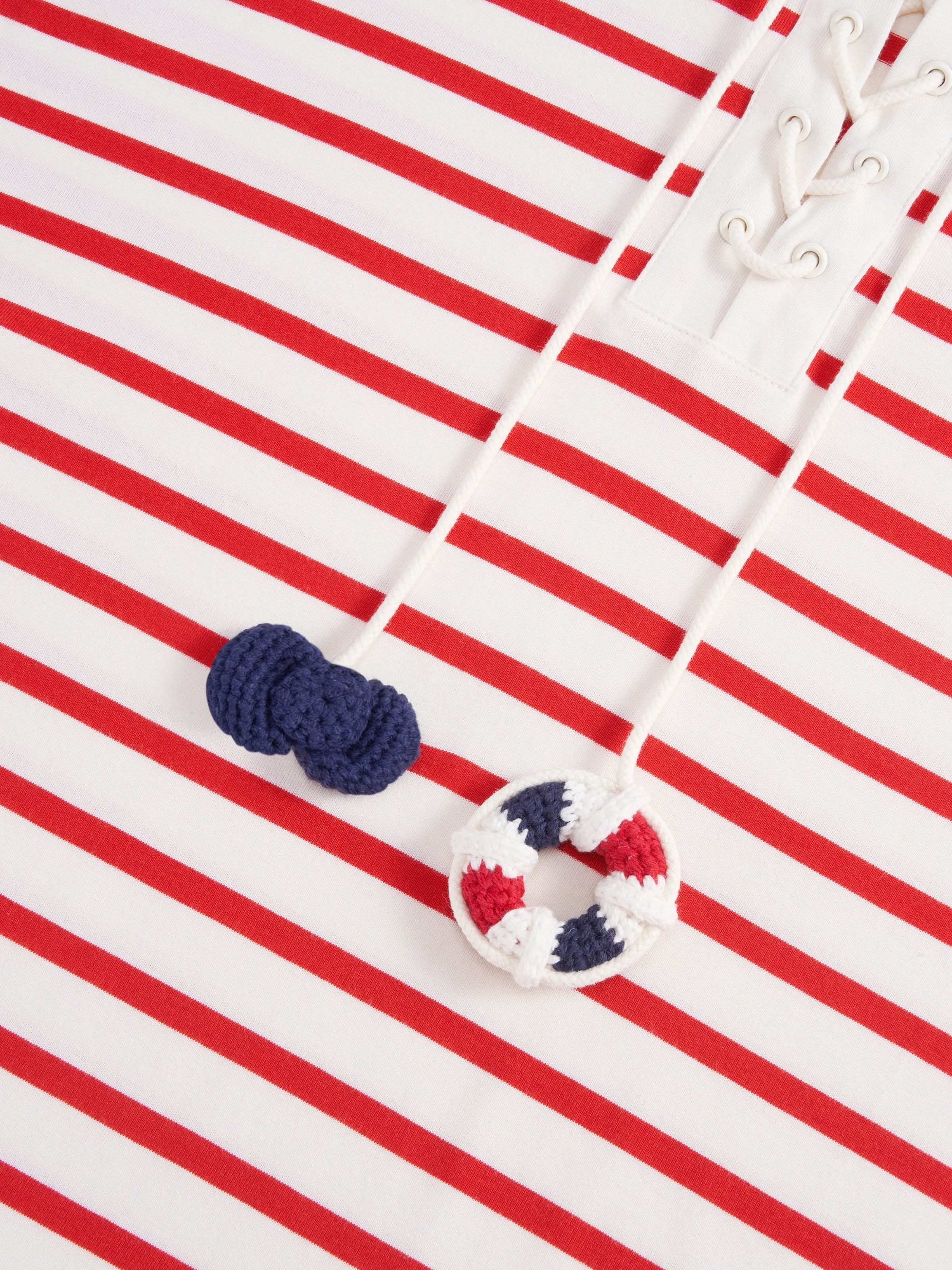 "Dear Daniel" Jersey Breton Stripe Loungewear Set Long Sleeve – Red & White