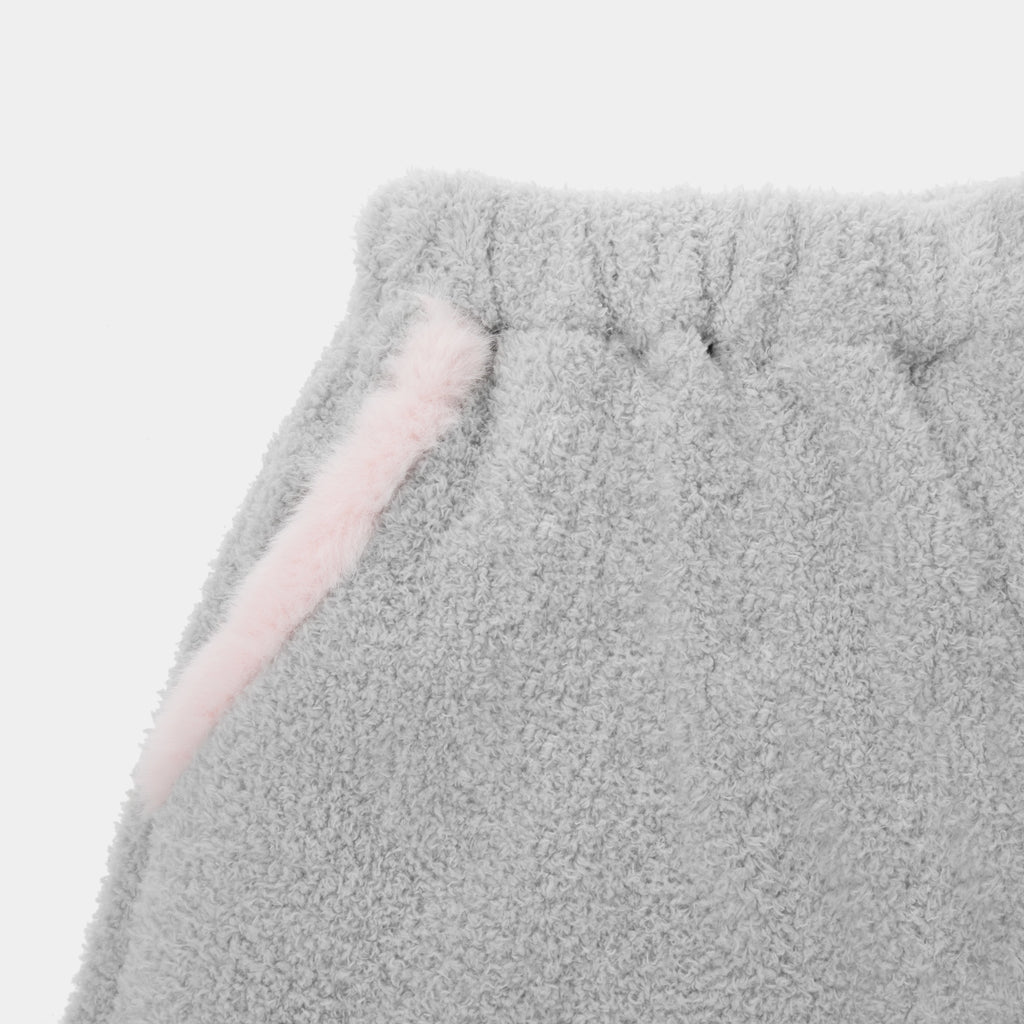 "Panda PomPom" Polar Fleece Oversize Loungewear Set – Gray