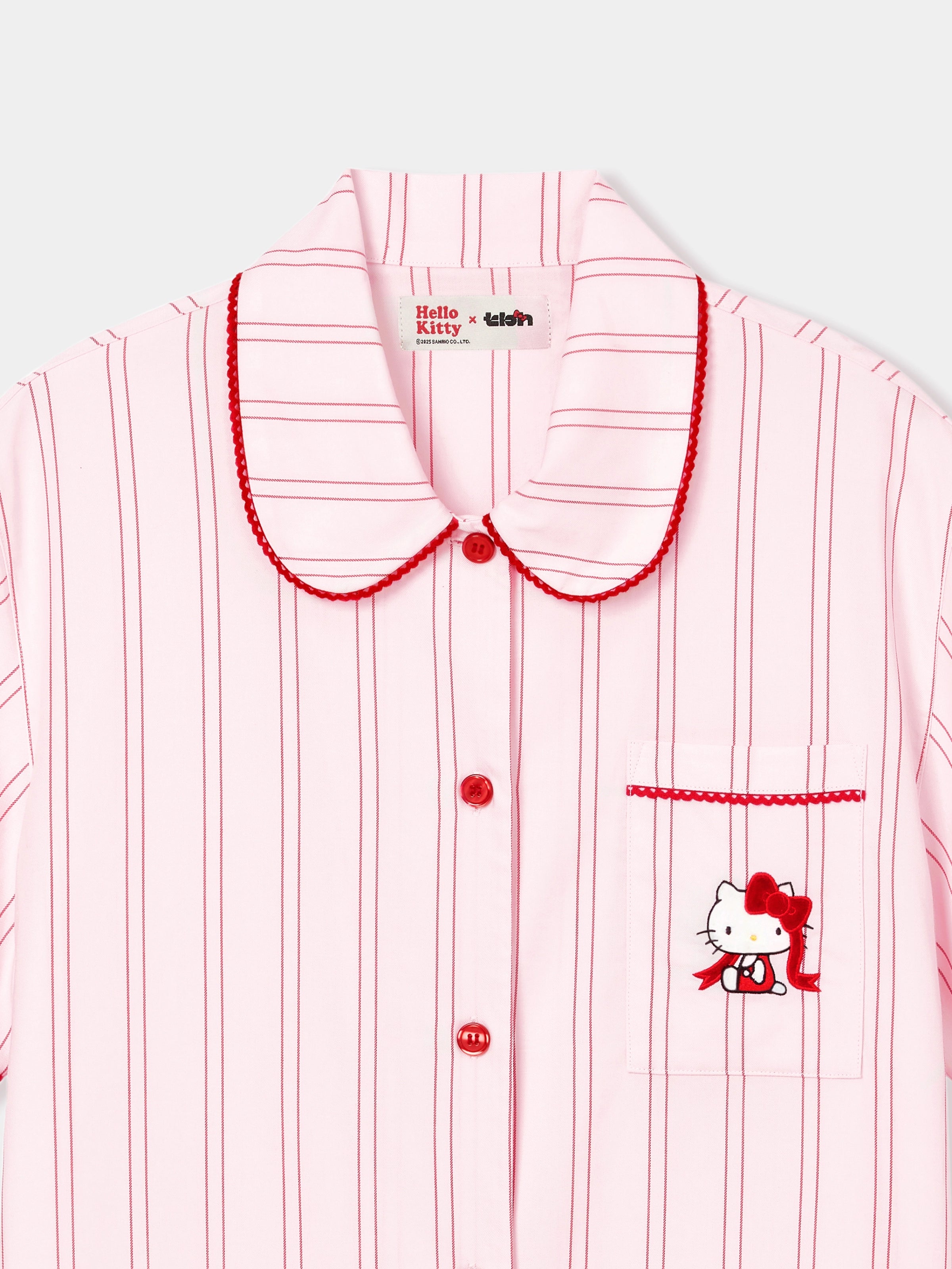 "Hello Kitty" Tencel Cotton Blend Loungewear Set – Pink Stripes