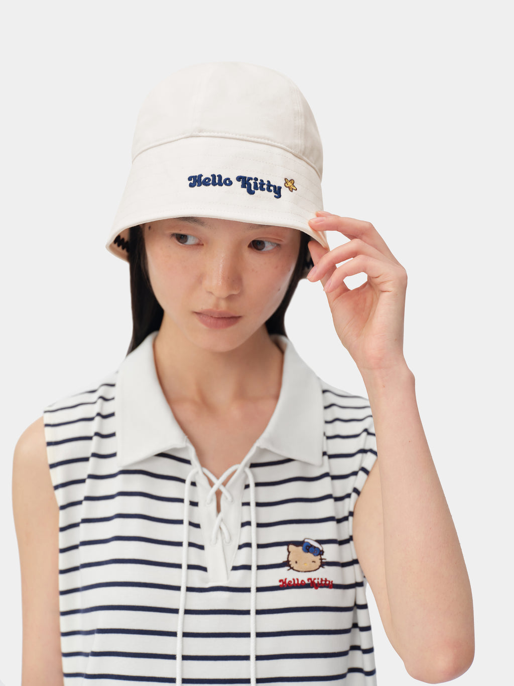 "Hello Kitty" Convertible Sailor Hat – Seashell White