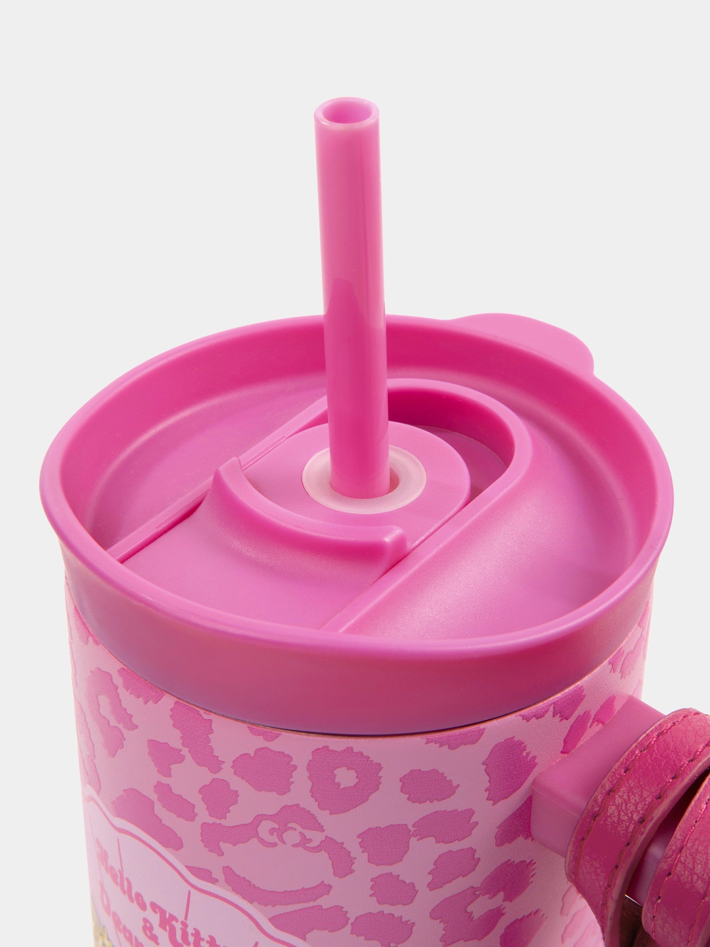 "Hello Kitty & Dear Daniel" Giant Stainless Steel Travel Tumbler (With Mini Frame Purse) – Hot Pink Leopard – 900ml