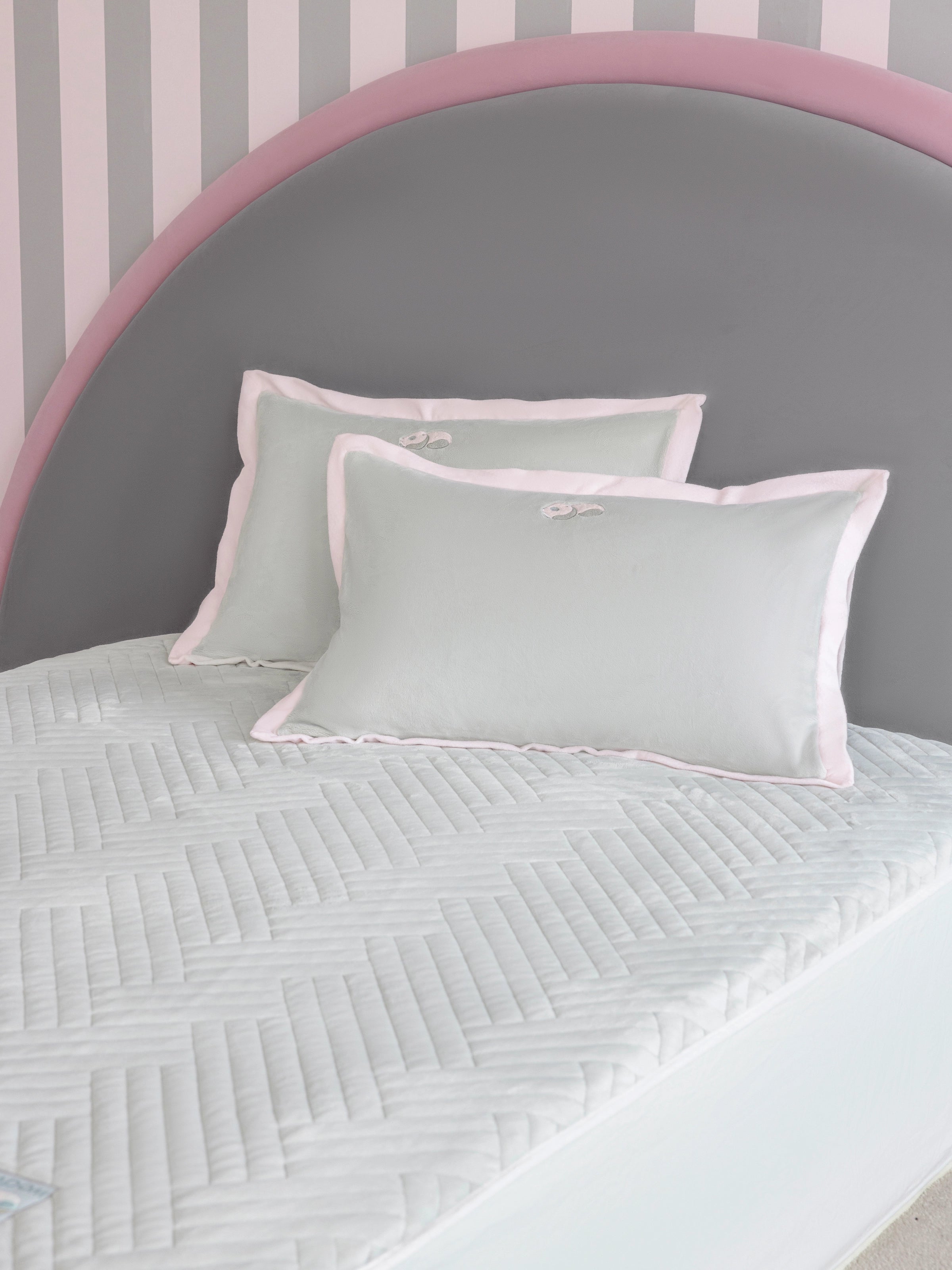"Panda PomPom" Micro Flannel Mattress Protector Set