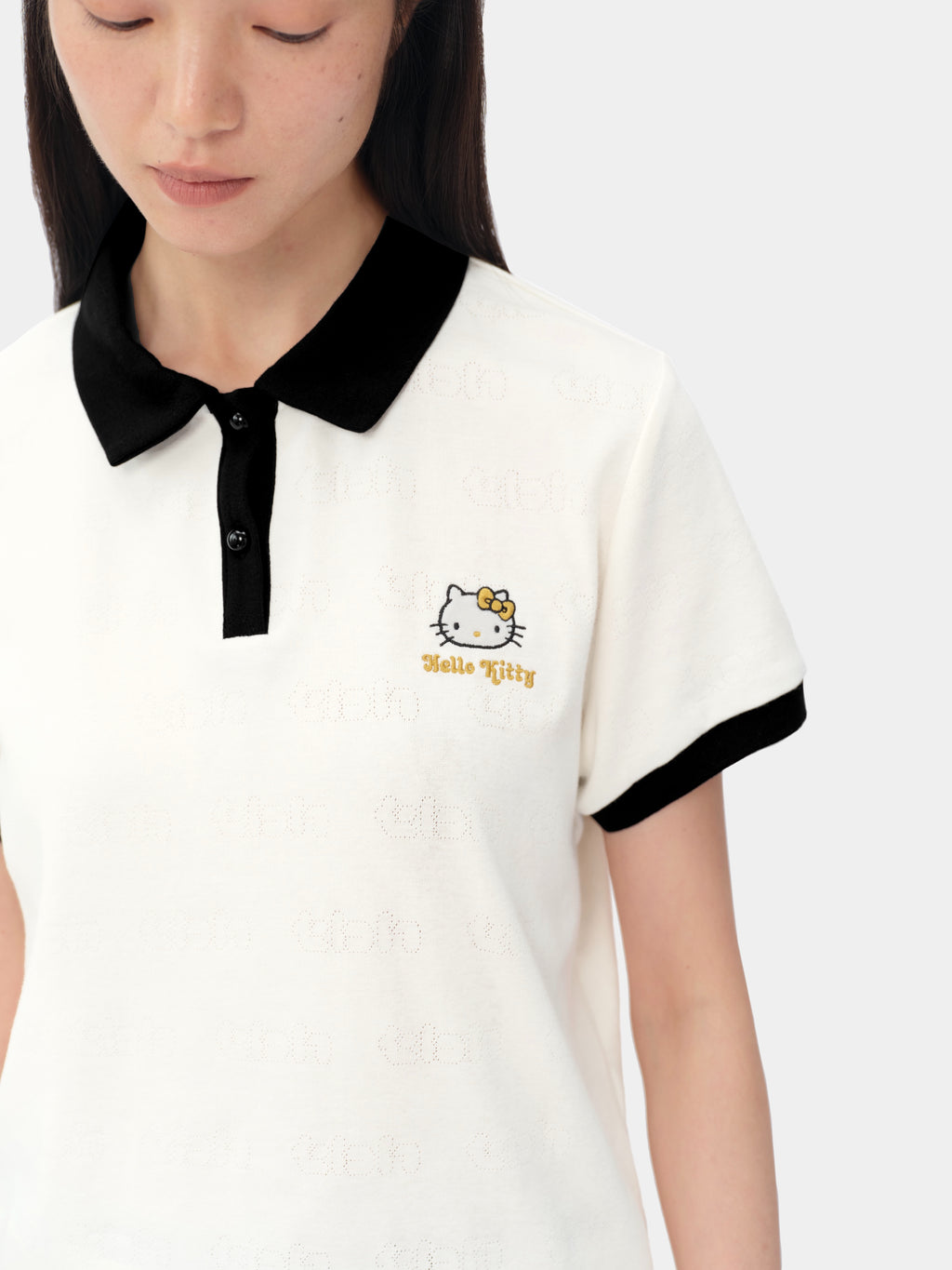 "Hello Kitty" Stretch Cotton Jersey Polo Skort Set – Pearl White