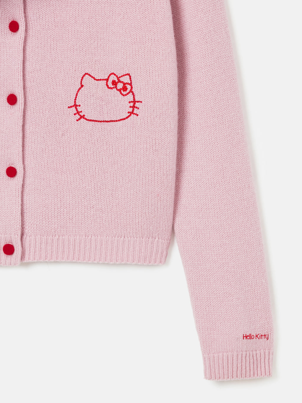 "Hello Kitty" Wool Cashmere Blend Cardigan – Pink
