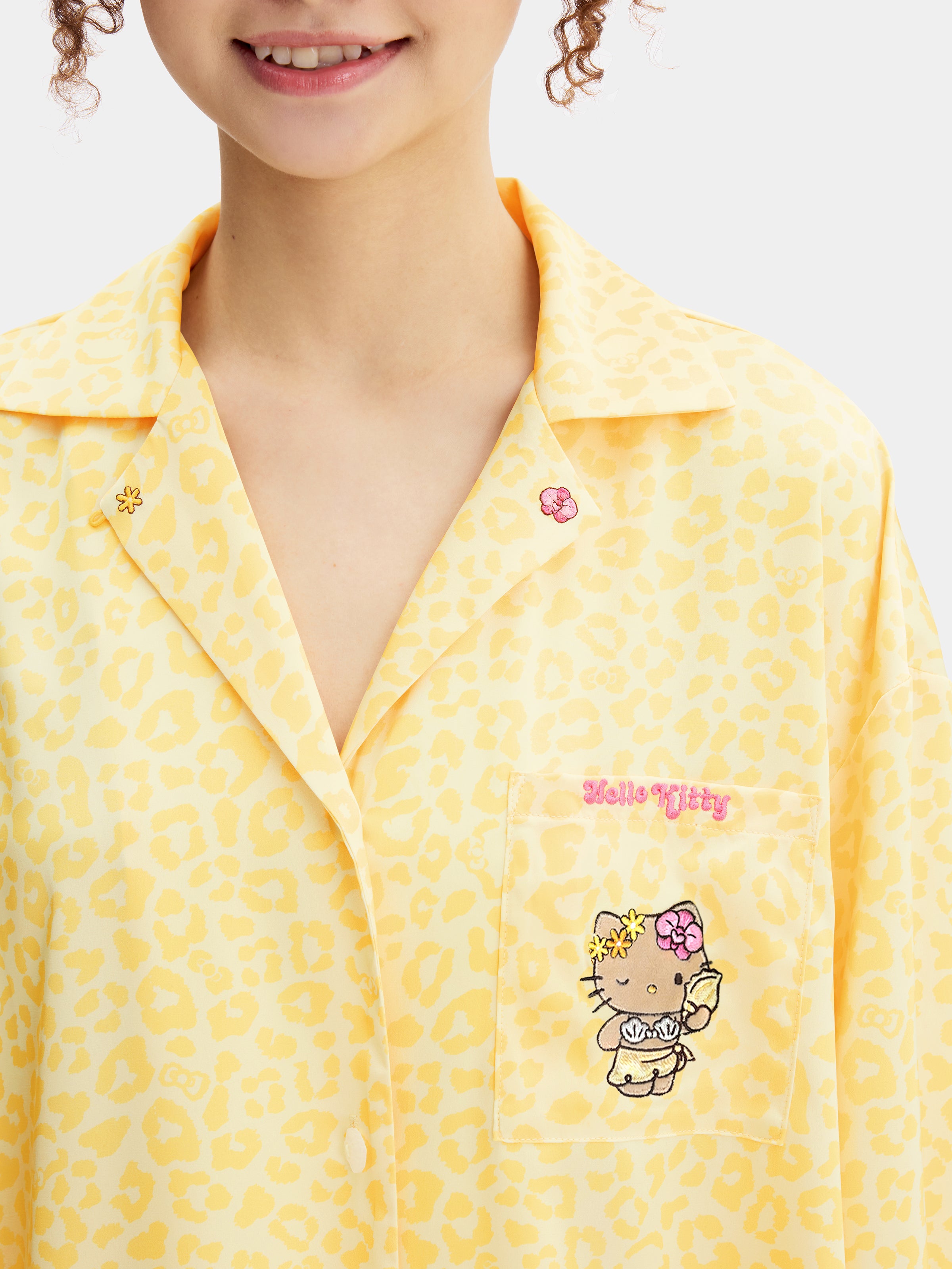 "Hello Kitty" Satin Loungewear Set Long Sleeve – Sunbeam Leopard