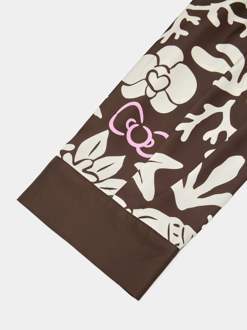 "Hello Kitty" Satin Loungewear Set Long Sleeve – Coconut Brown
