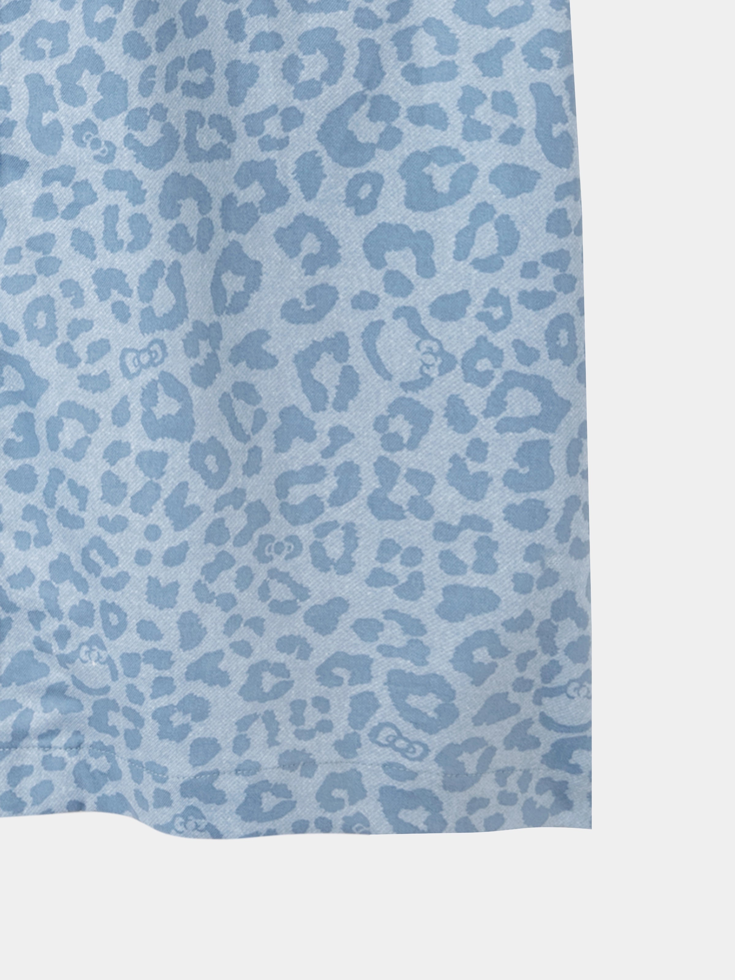"Hello Kitty" Tencel Cotton Blend Short Sleeve Loungewear Set – Denim Leopard