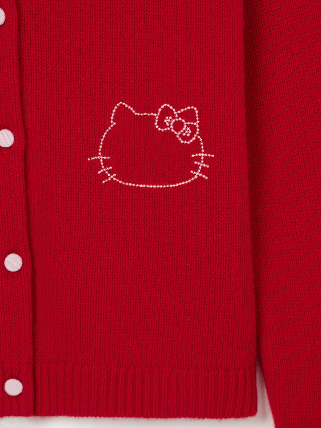 "Hello Kitty" Wool Cashmere Blend Cardigan – Red