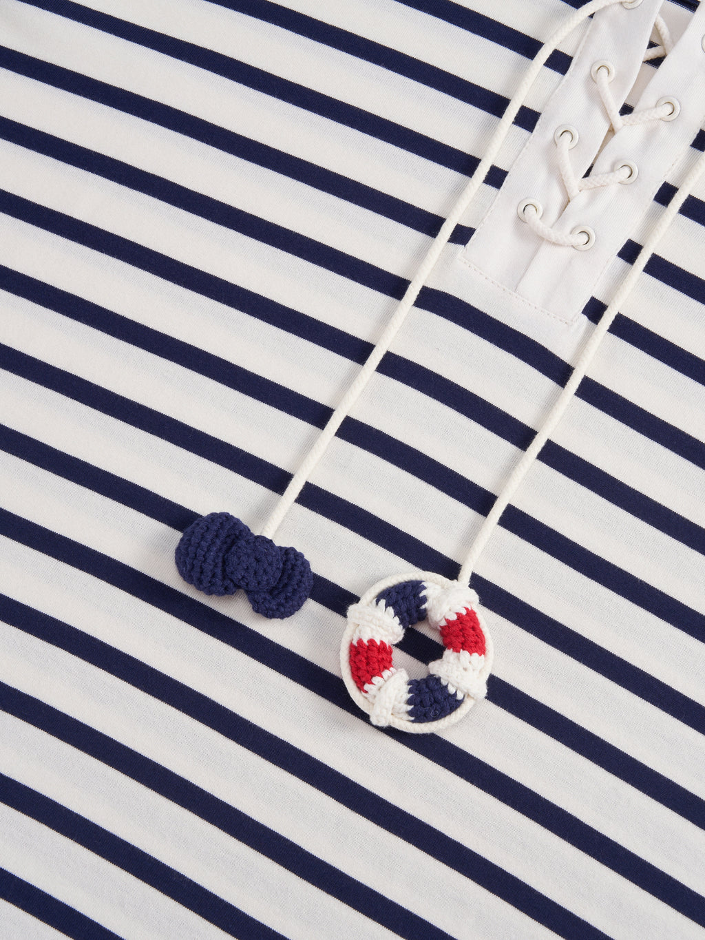 "Hello Kitty" Jersey Breton Stripe Loungewear Set Long Sleeve – Blue & White