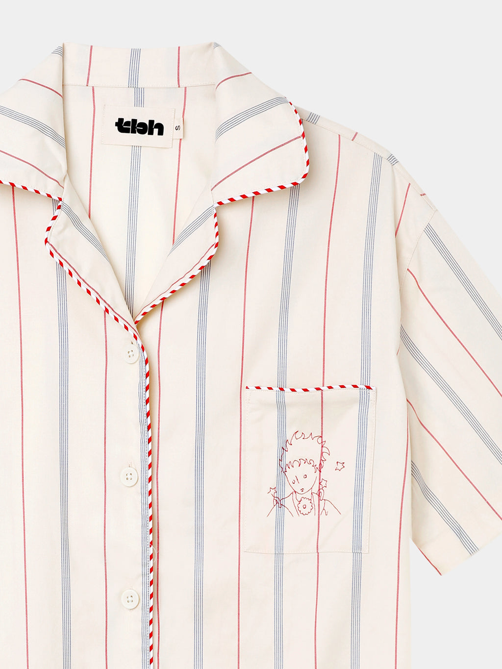 "Le Petit Prince" Tencel Cotton Blend Short Sleeve Loungewear Set Red and Blue Stripes