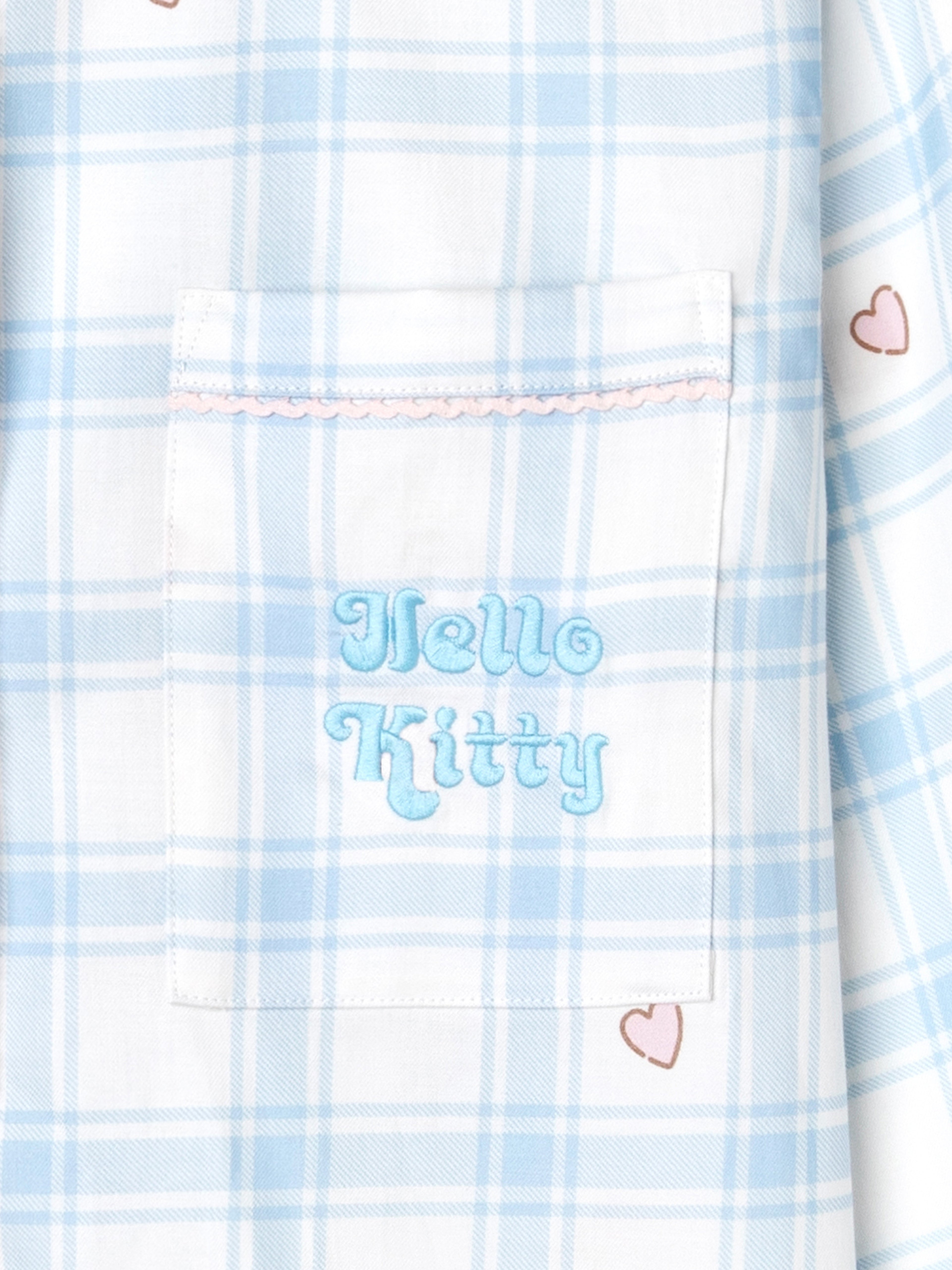 "Hello Kitty" Tencel Cotton Blend Short Sleeve Loungewear Set – Hello Kitty Check