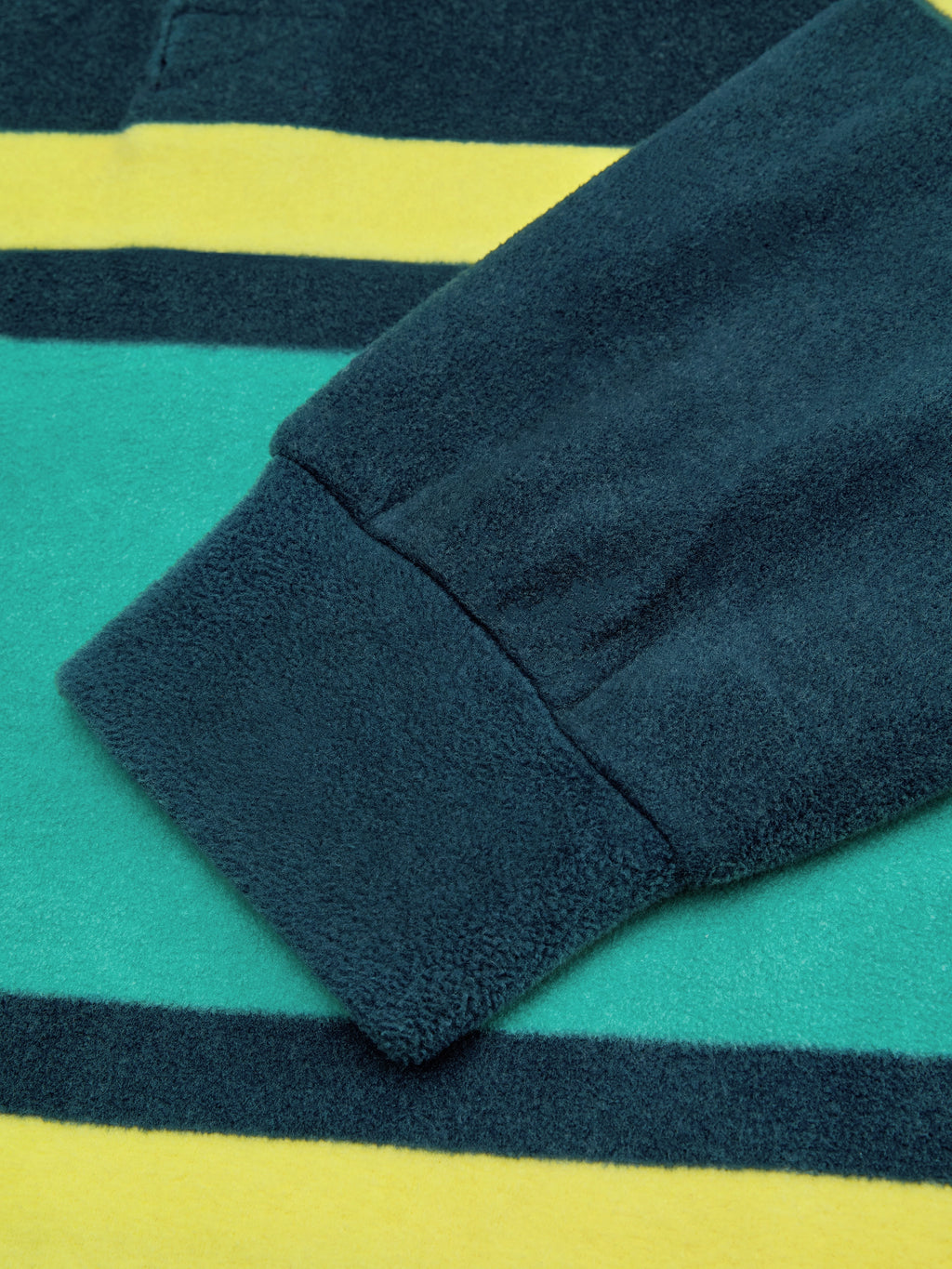 PIN!POM! Fleece Polo Loungewear Set-Long Sleeve & Shorts-Yellow & Green Stripes