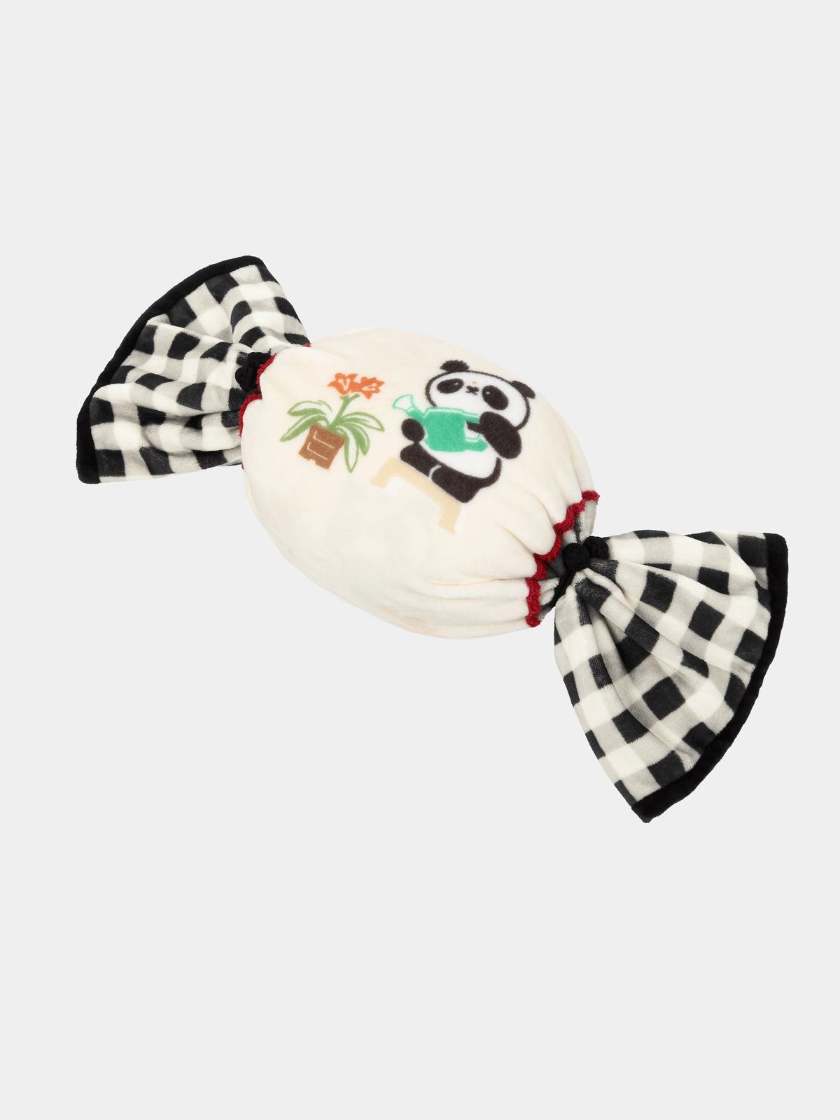 "panda pompom" 二合一法蘭絨毛毯／抱枕－復古糖果