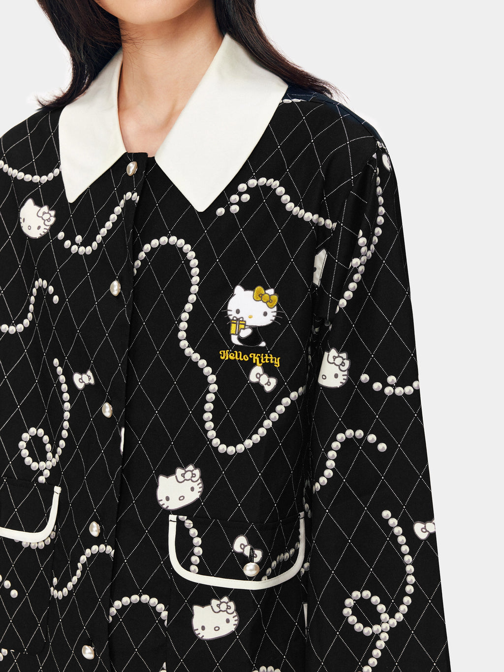 "Hello Kitty" Tencel Cotton Blend Loungewear Set – Pearl Necklace