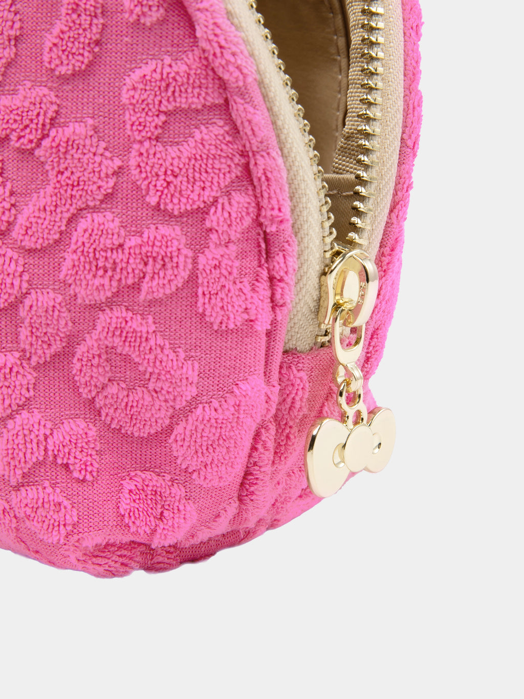 "Hello Kitty" Terry Shell-Shaped Cosmetic Bag – Hot Pink Leopard – Medium