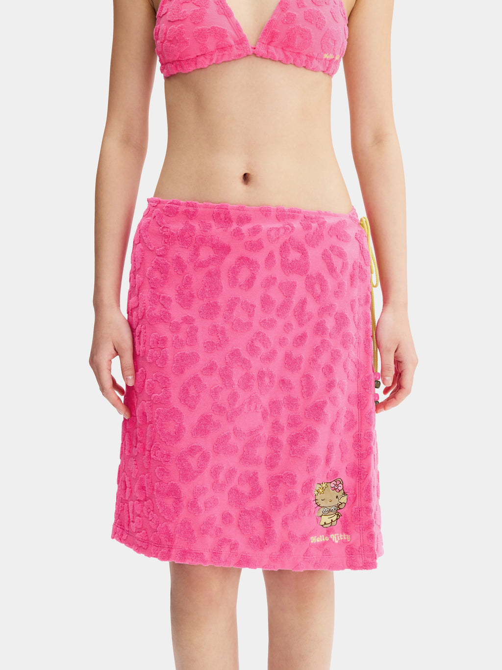 "Hello Kitty" Terry Wrap Skirt – Hot Pink Leopard
