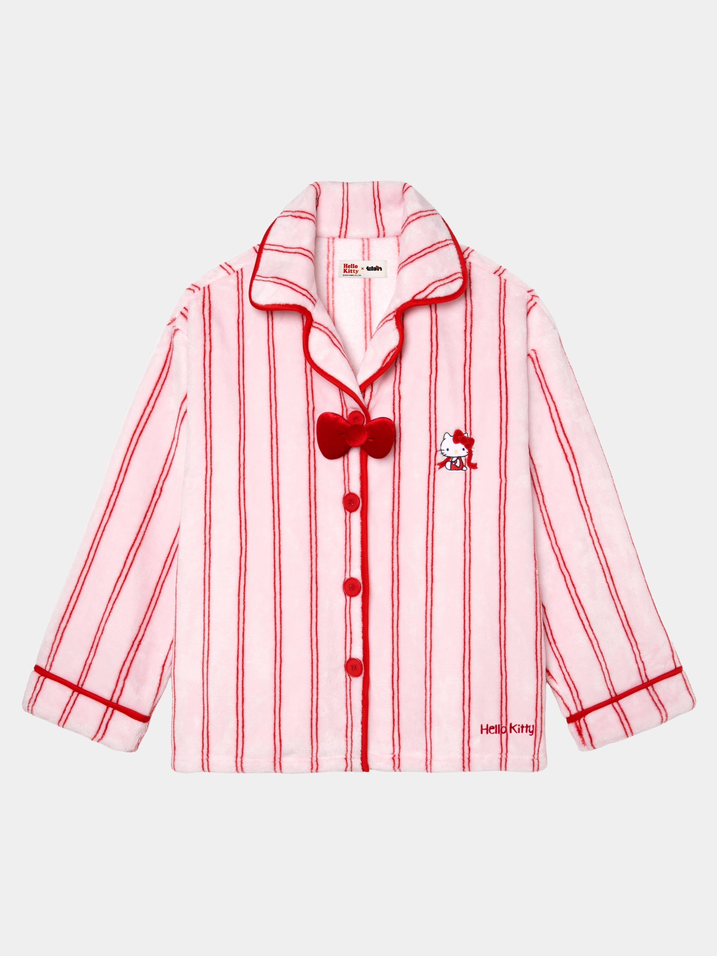 "Hello Kitty" Flannel Loungewear Set – Pink Stripes