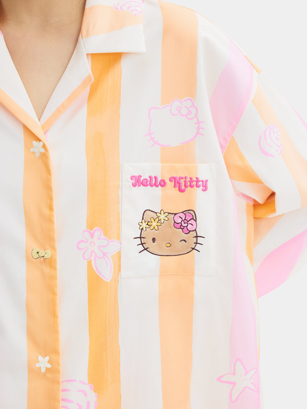 "Hello Kitty" Tencel Cotton Blend Loungewear Set Long Sleeve – Coral Pink